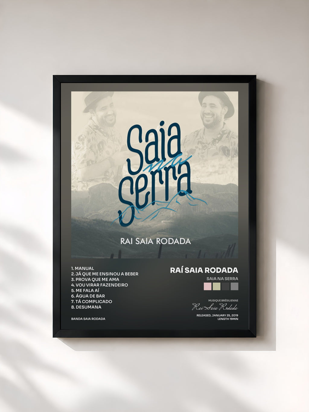 #noir Tableau de l'album Saia na Serra de Raí Saia Rodada, cadre noir, imprimé et encadré en France