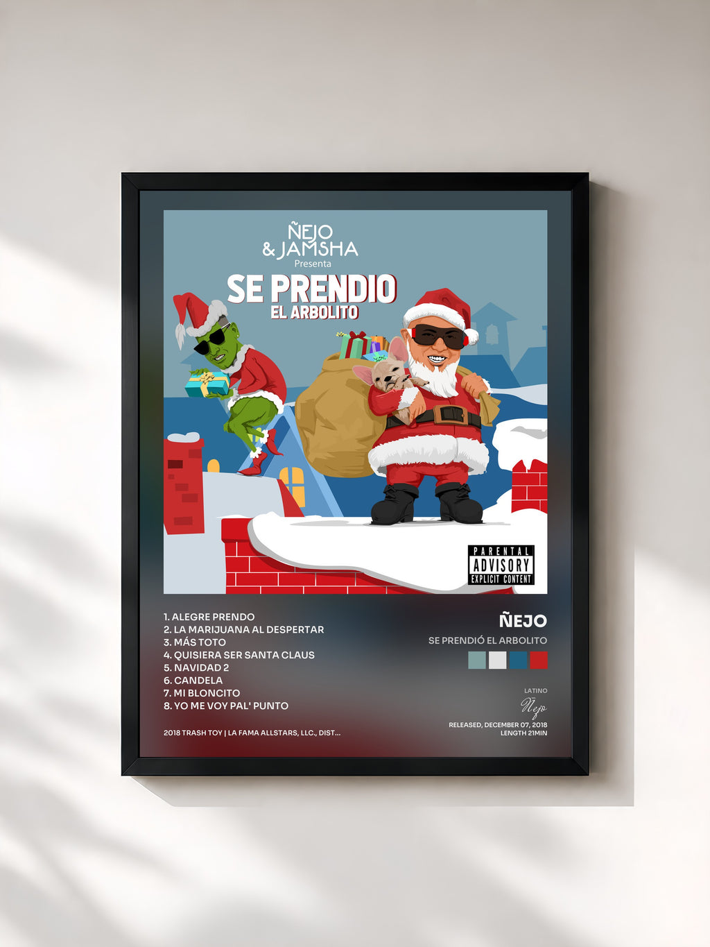 #noir Tableau de l'album Se Prendió el Arbolito de Ñejo, cadre noir, imprimé et encadré en France