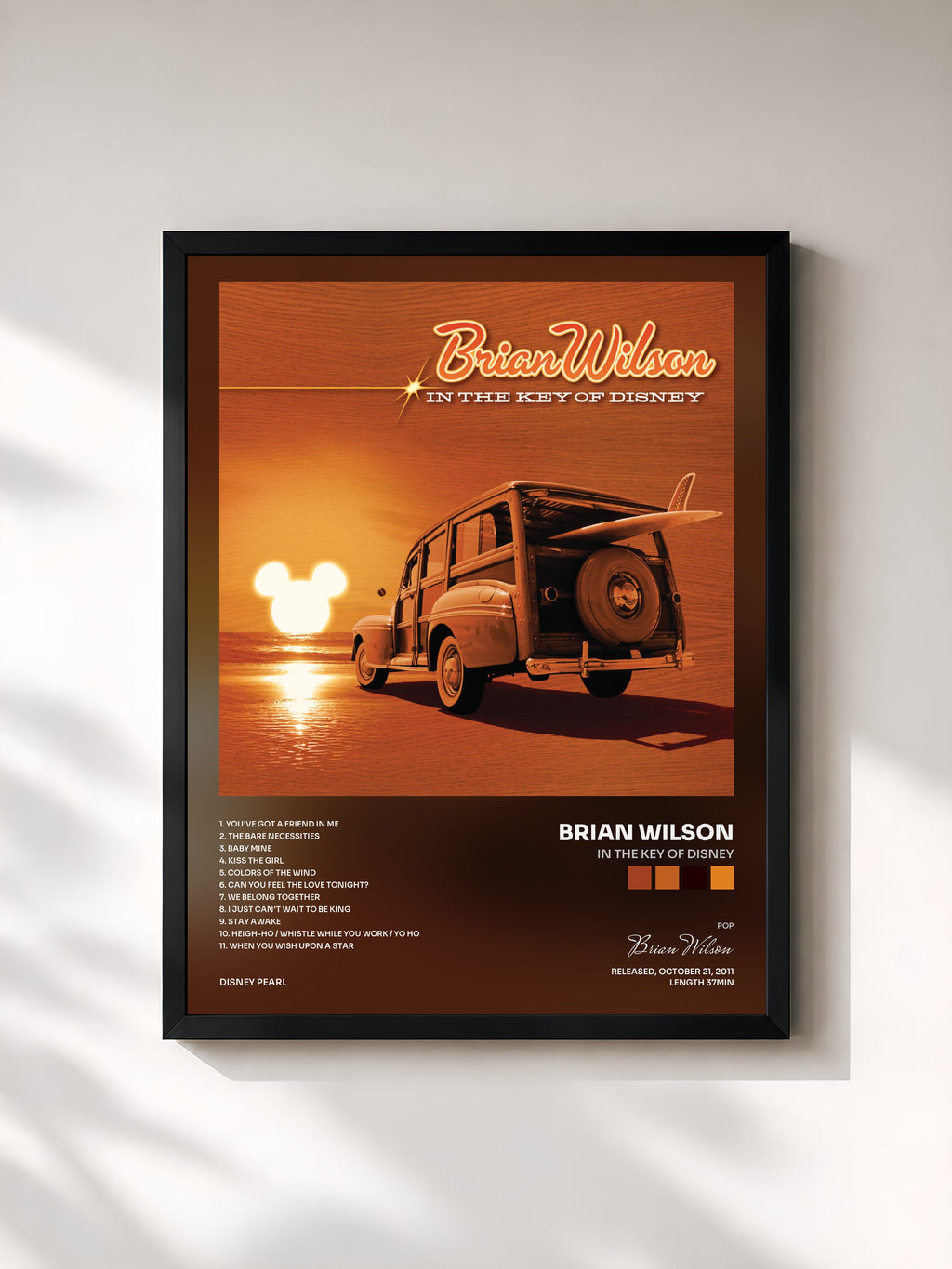 #noir Tableau de l'album In the Key of Disney de Brian Wilson, cadre noir, imprimé et encadré en France