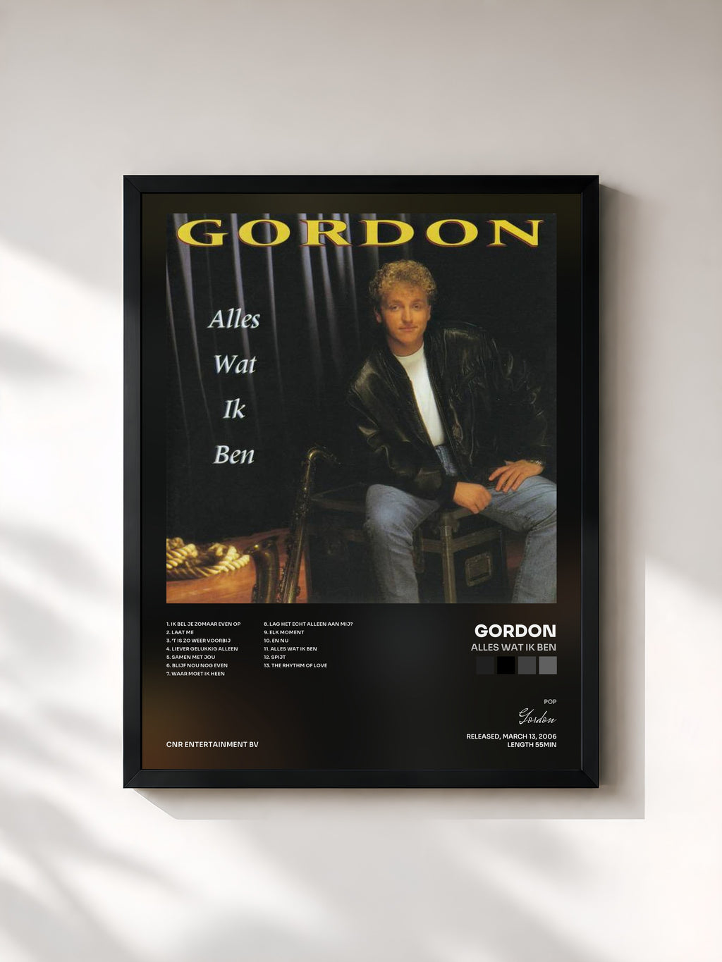 #noir Tableau de l'album Alles Wat Ik Ben de Gordon, cadre noir, imprimé et encadré en France