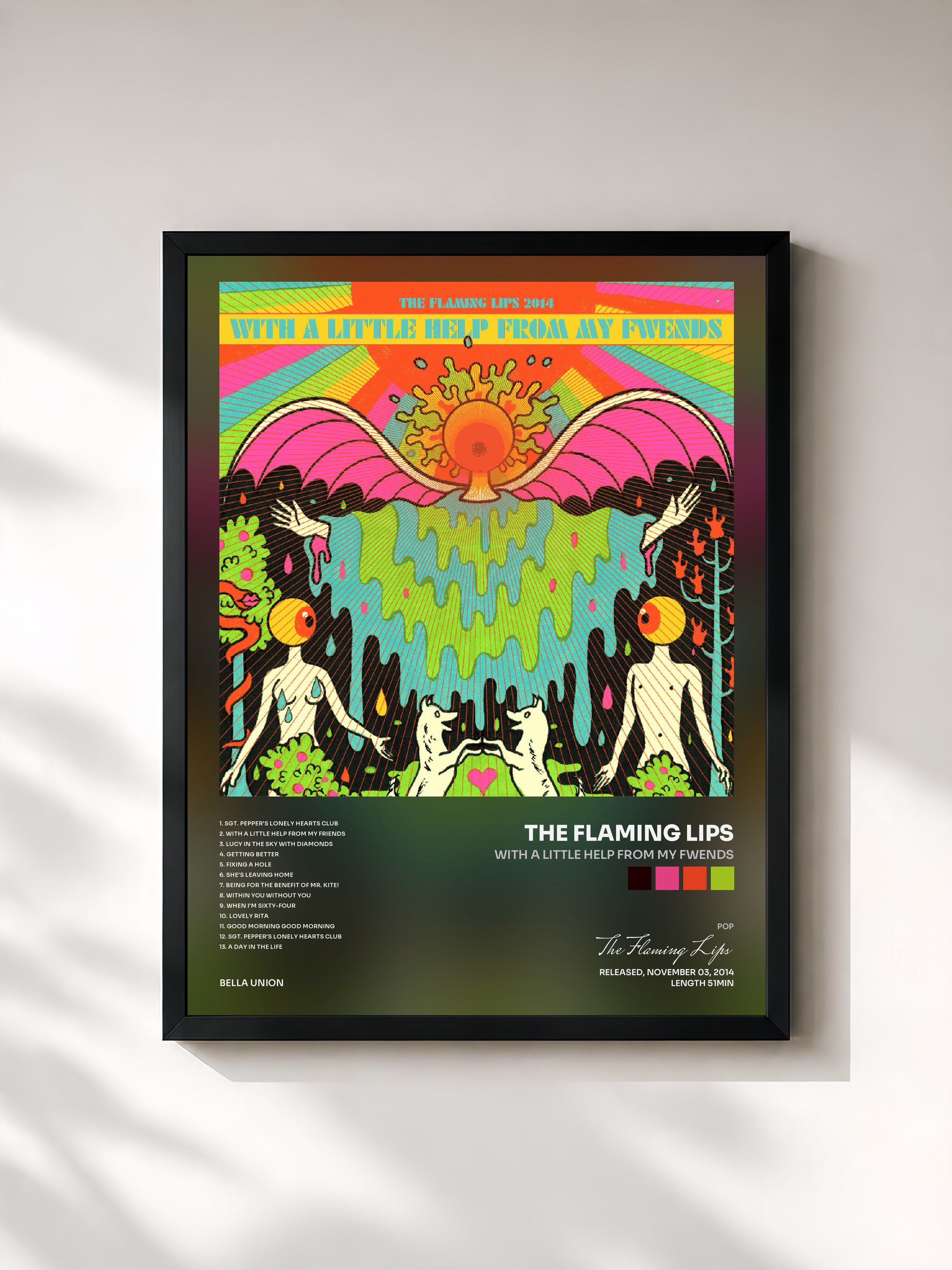 #noir Tableau de l'album With a Little Help from My Fwends de The Flaming Lips, cadre noir, imprimé et encadré en France