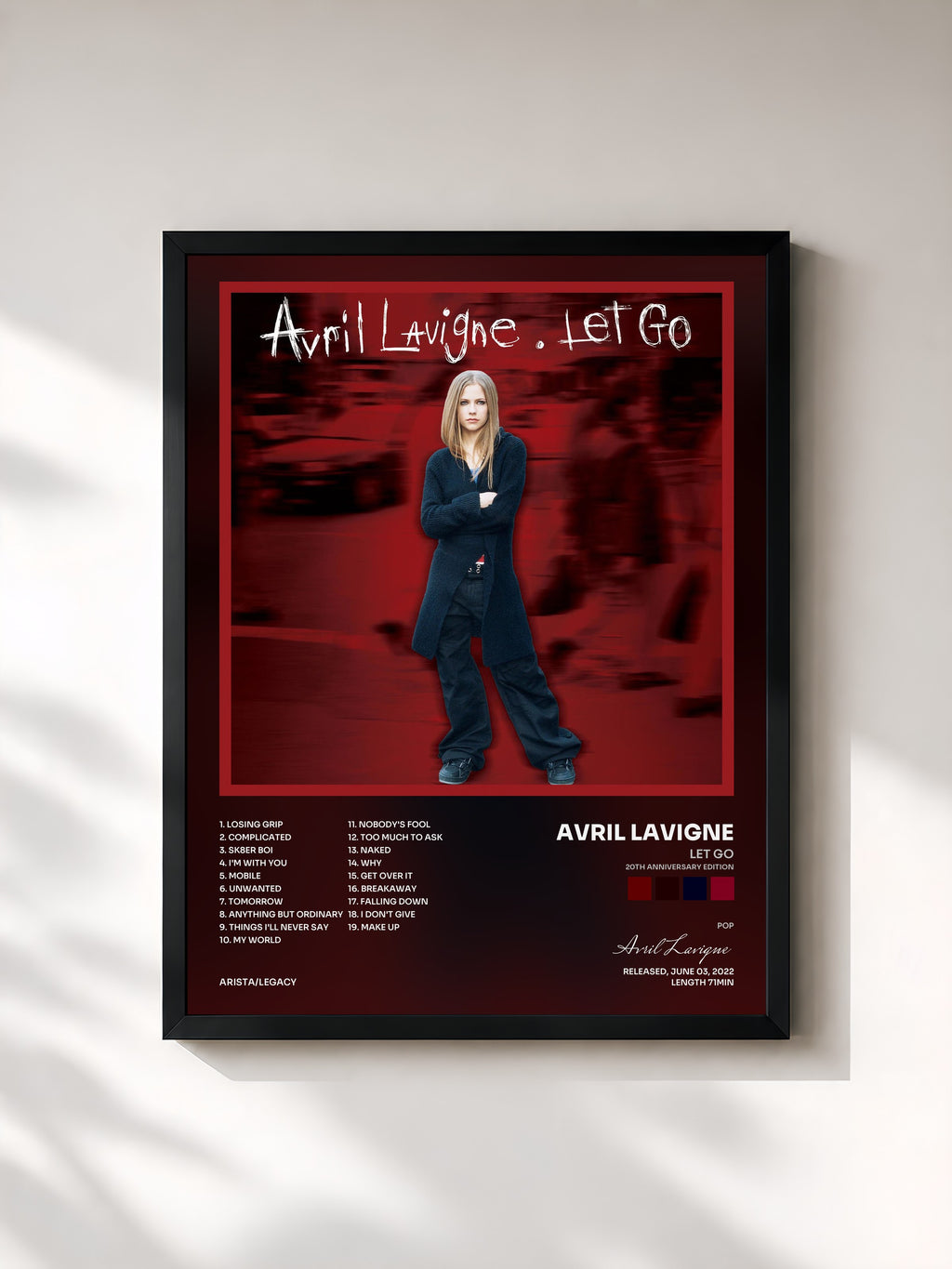 #noir Tableau de l'album Let Go (20th Anniversary Edition) de Avril Lavigne, cadre noir, imprimé et encadré en France