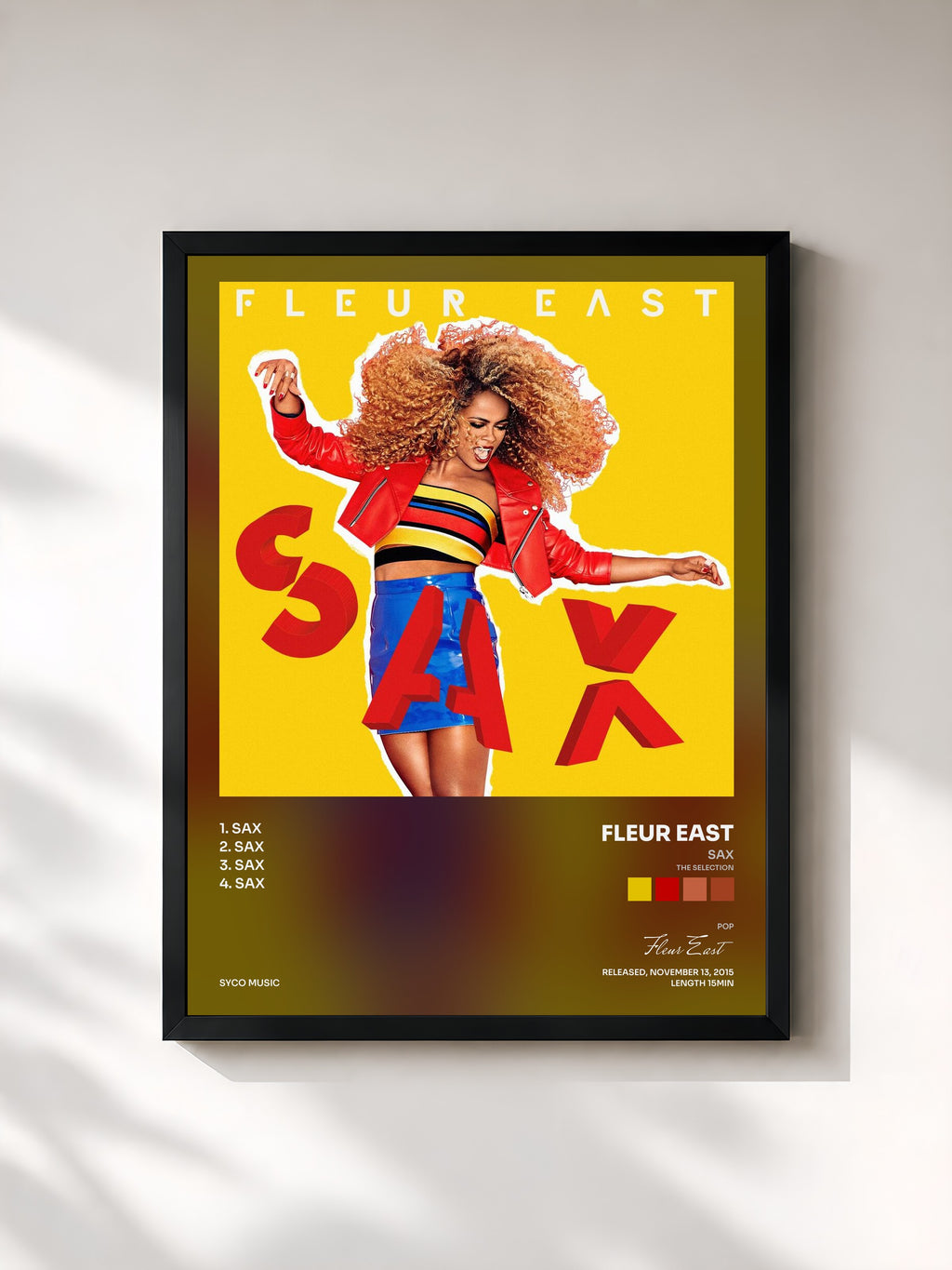 #noir Tableau de l'album Sax (The Selection) de Fleur East, cadre noir, imprimé et encadré en France