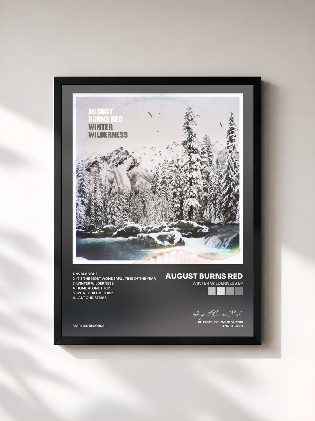 #noir Tableau de l'album Winter Wilderness EP de August Burns Red, cadre noir, imprimé et encadré en France