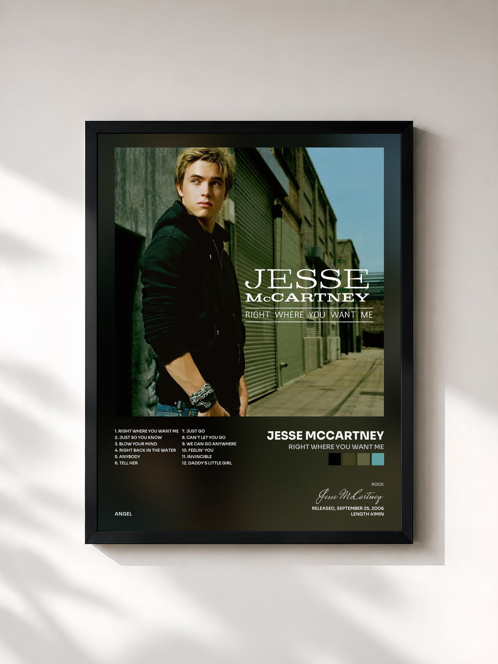 #noir Right Where You Want Me di Jesse McCartney in stampa incorniciata, cornice nera, stampata e incorniciata in Francia