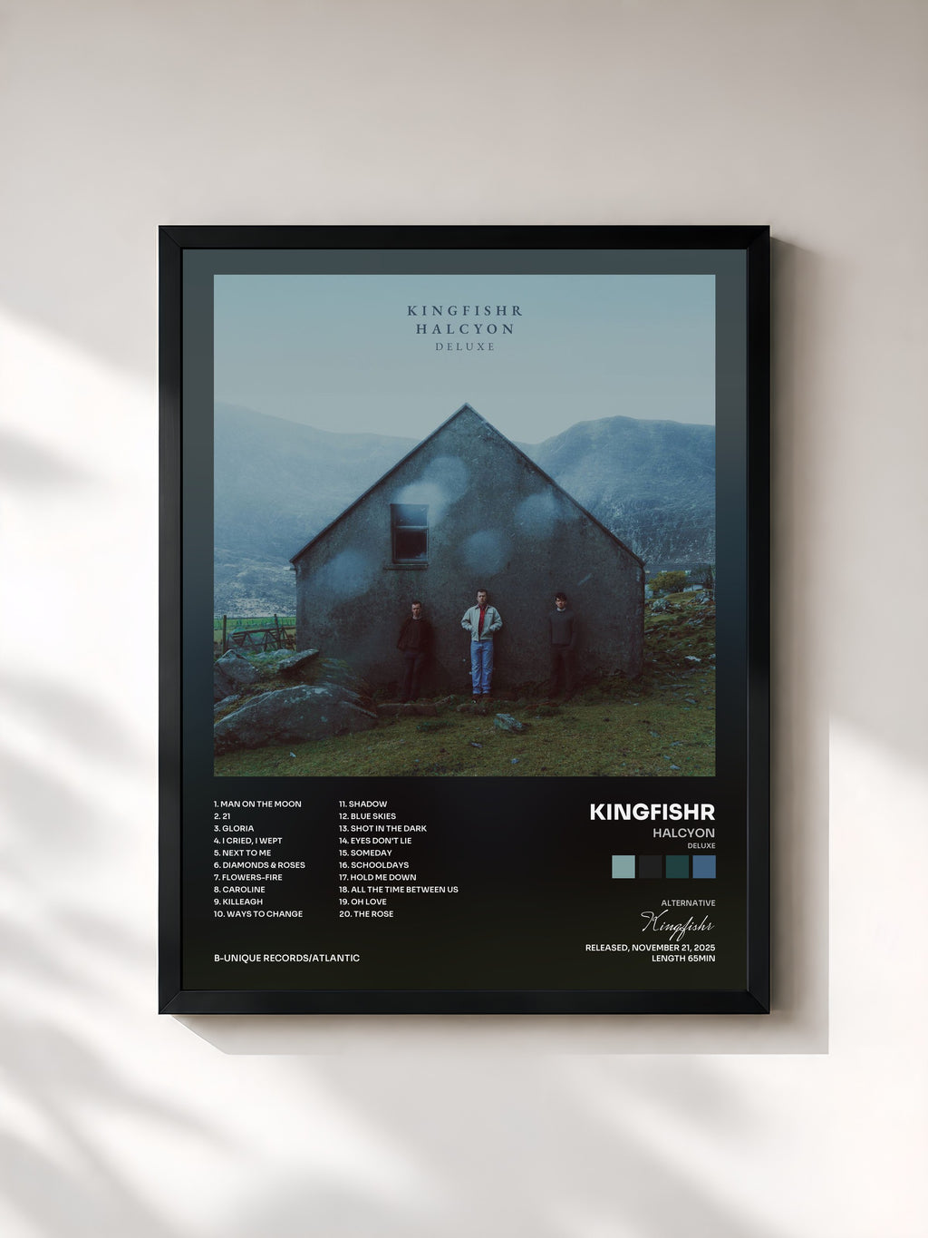#noir Tableau de l'album Halcyon (Deluxe) de Kingfishr, cadre noir, imprimé et encadré en France