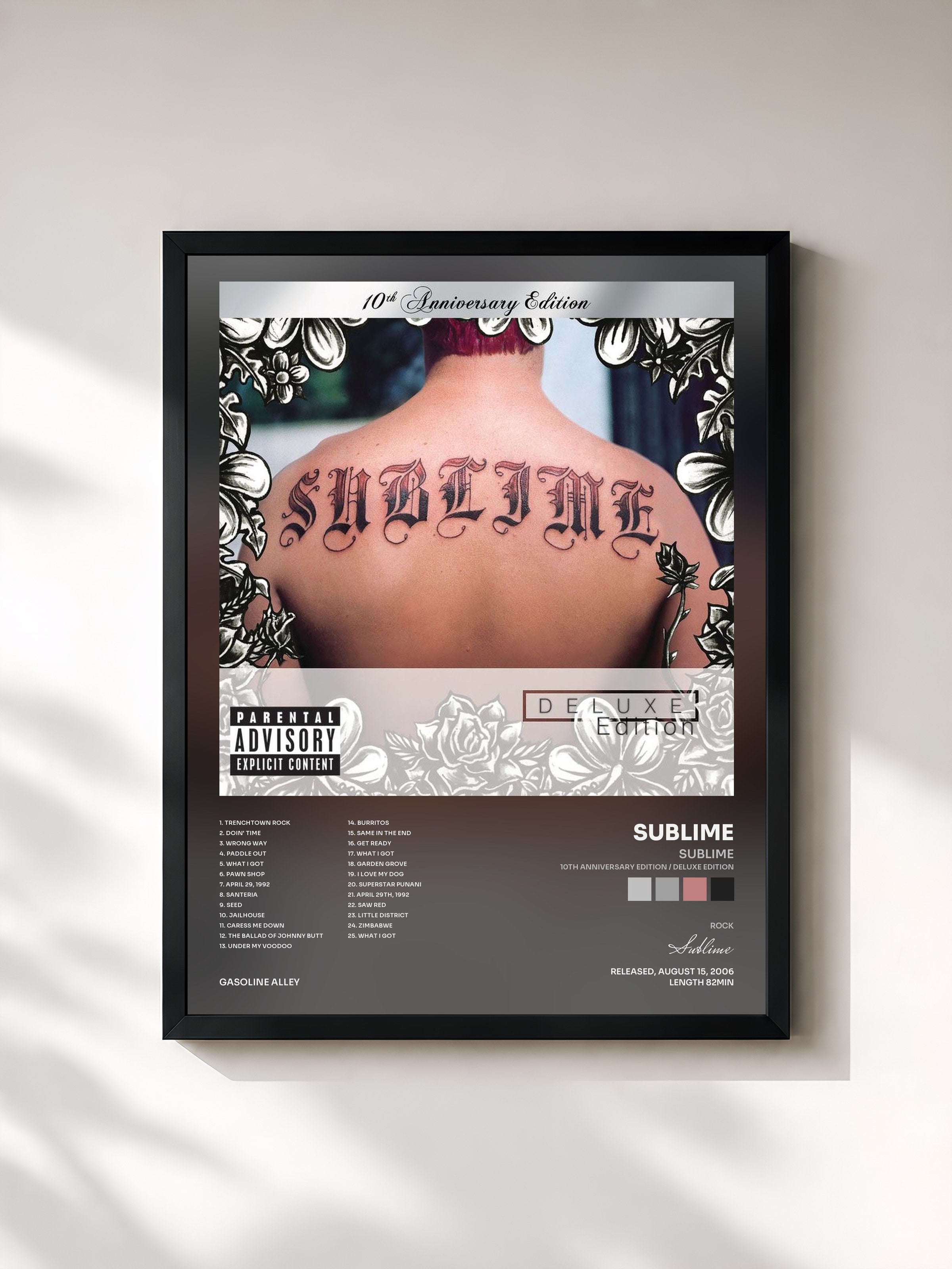#noir Tableau de l'album Sublime (10th Anniversary Edition / Deluxe Edition) de Sublime, cadre noir, imprimé et encadré en France