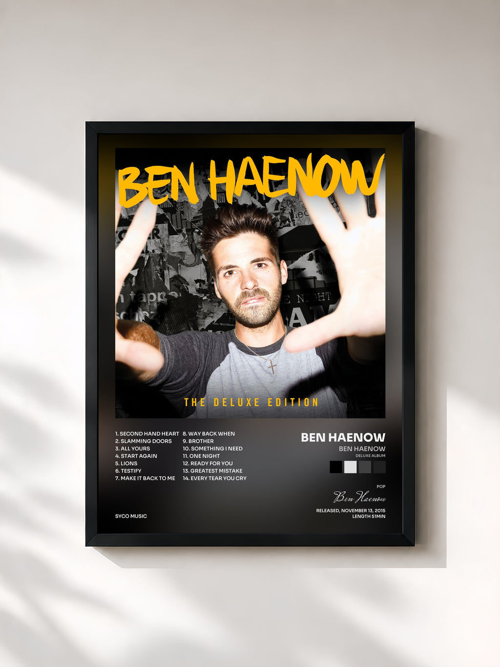 #noir Tableau de l'album Ben Haenow (Deluxe Album) de Ben Haenow, cadre noir, imprimé et encadré en France