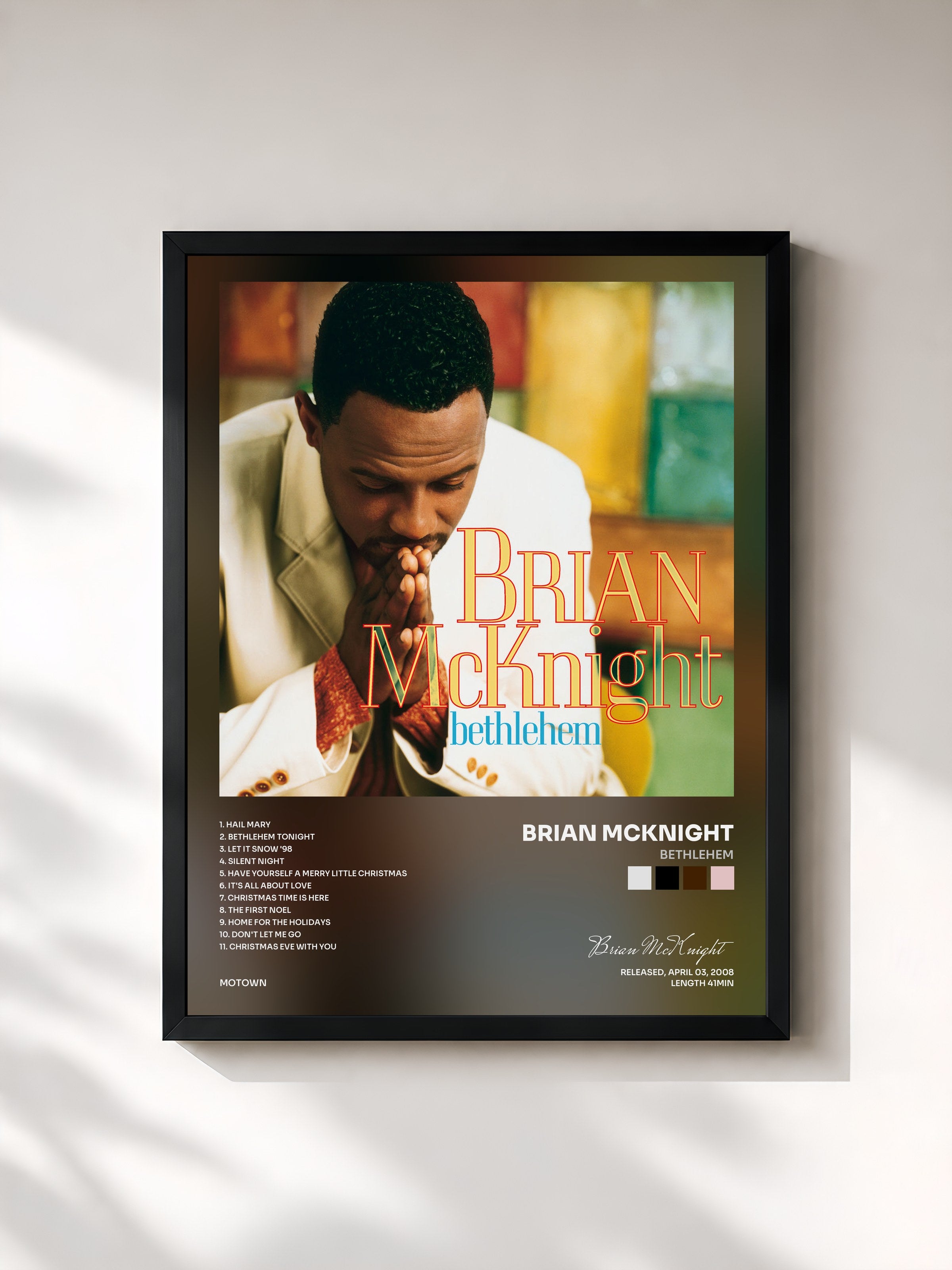 #noir Tableau de l'album Bethlehem de Brian McKnight, cadre noir, imprimé et encadré en France