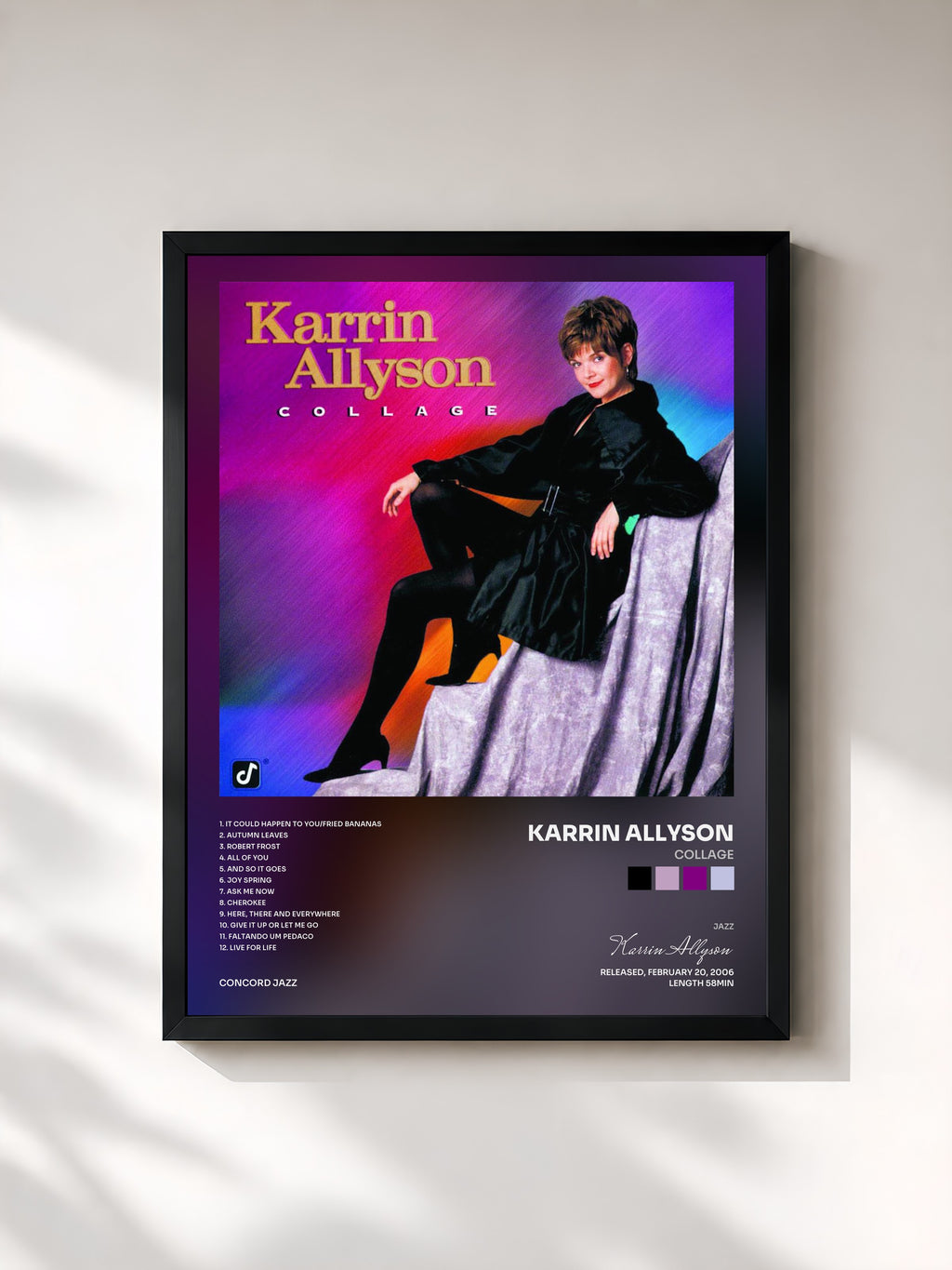 #noir Tableau de l'album Collage de Karrin Allyson, cadre noir, imprimé et encadré en France