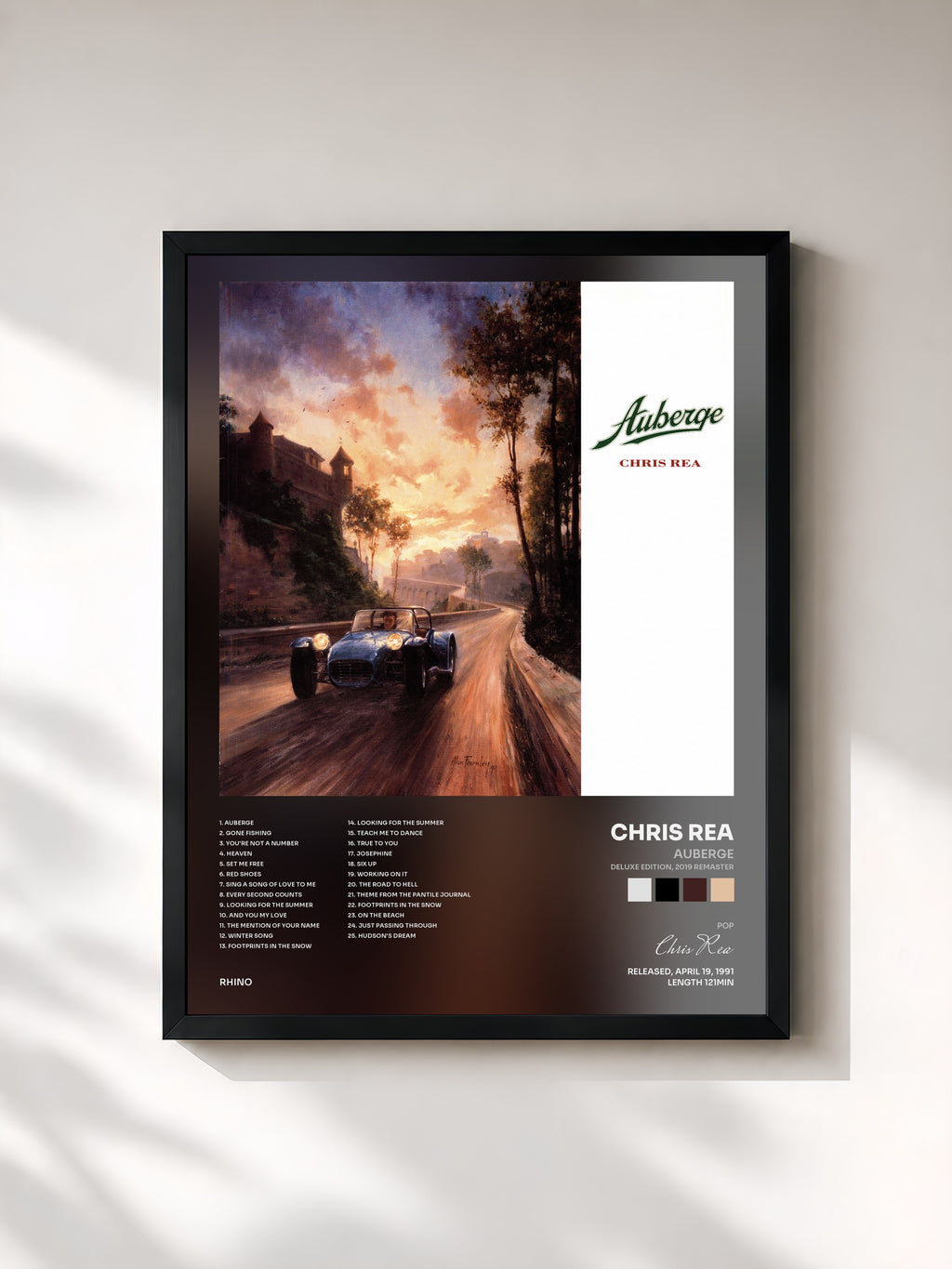 #noir Tableau de l'album Auberge (Deluxe Edition, 2019 Remaster) de Chris Rea, cadre noir, imprimé et encadré en France