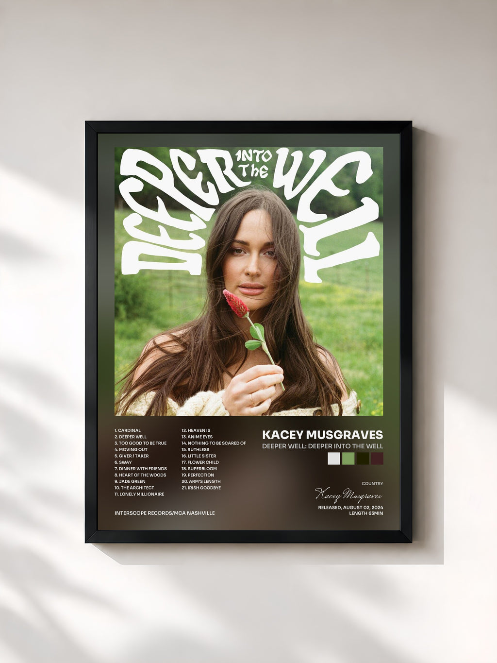 #noir Tableau de l'album Deeper Well: Deeper into the Well de Kacey Musgraves, cadre noir, imprimé et encadré en France