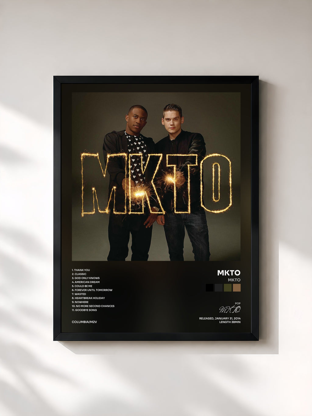 #noir Tableau de l'album MKTO de MKTO, cadre noir, imprimé et encadré en France