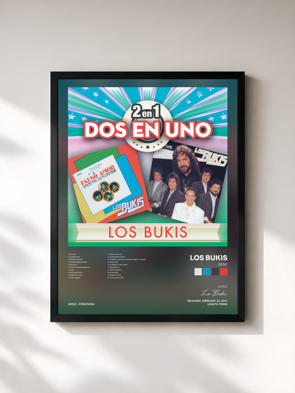 #noir Tableau de l'album 2En1 de Los Bukis, cadre noir, imprimé et encadré en France
