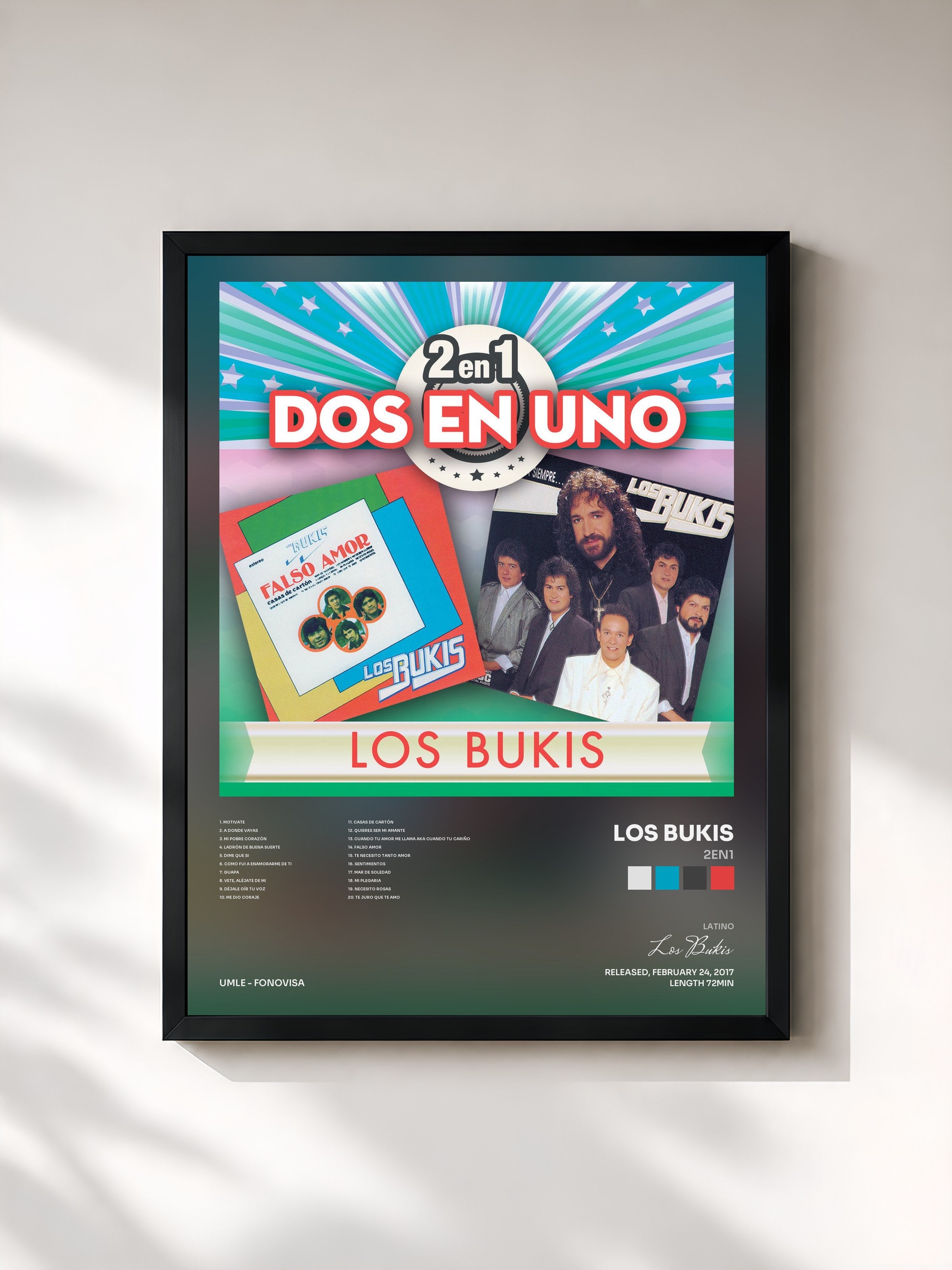 #noir Tableau de l'album 2En1 de Los Bukis, cadre noir, imprimé et encadré en France