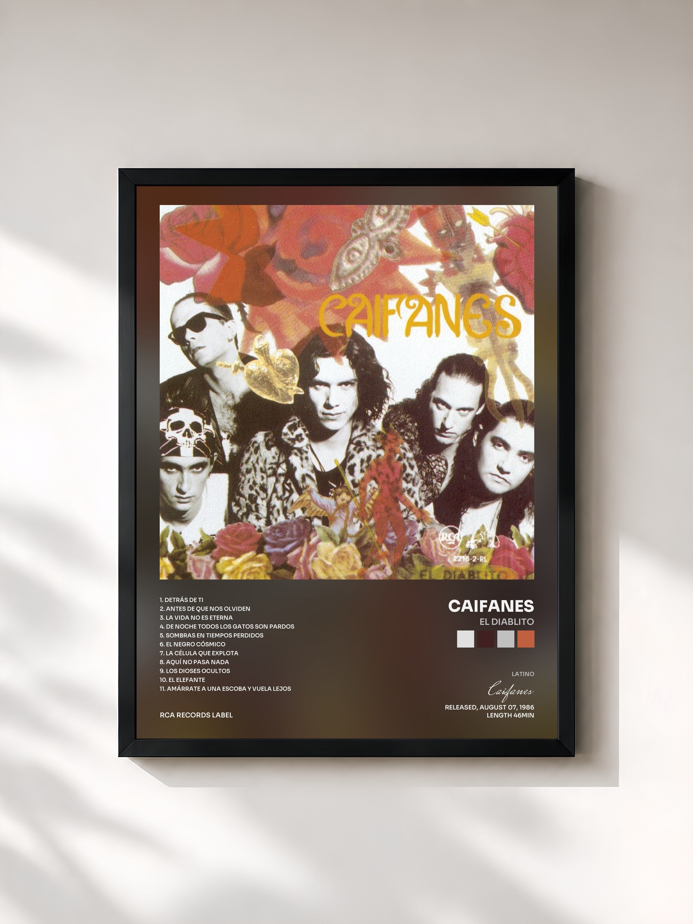 #noir Tableau de l'album El Diablito de Caifanes, cadre noir, imprimé et encadré en France