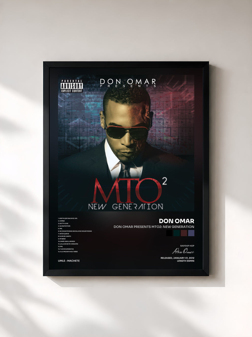 #noir Tableau de l'album Don Omar Presents MTO2: New Generation de Don Omar, cadre noir, imprimé et encadré en France