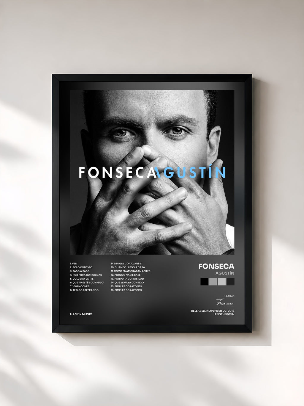 #noir Tableau de l'album Agustín de Fonseca, cadre noir, imprimé et encadré en France