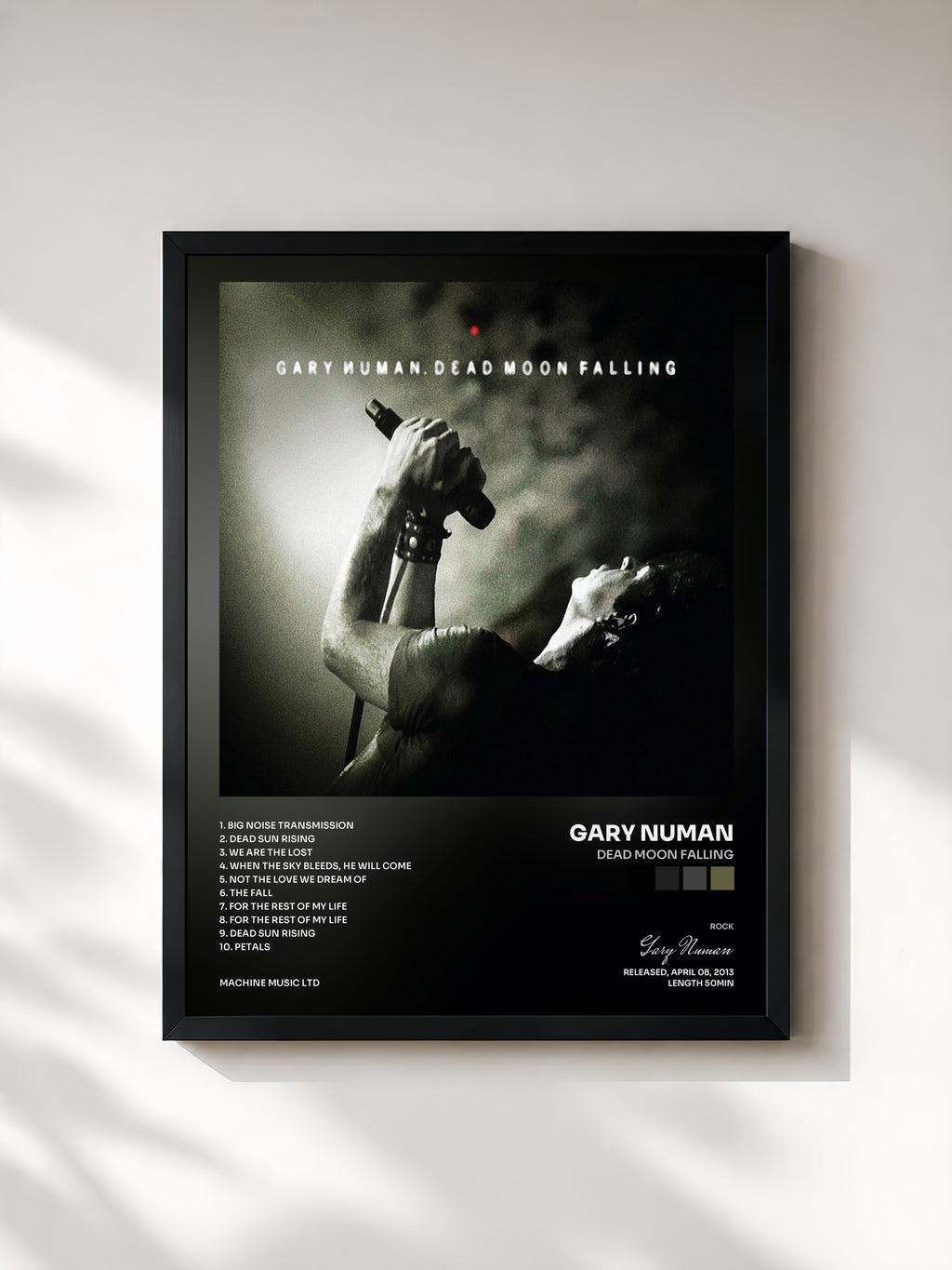 #noir Tableau de l'album Dead Moon Falling de Gary Numan, cadre noir, imprimé et encadré en France