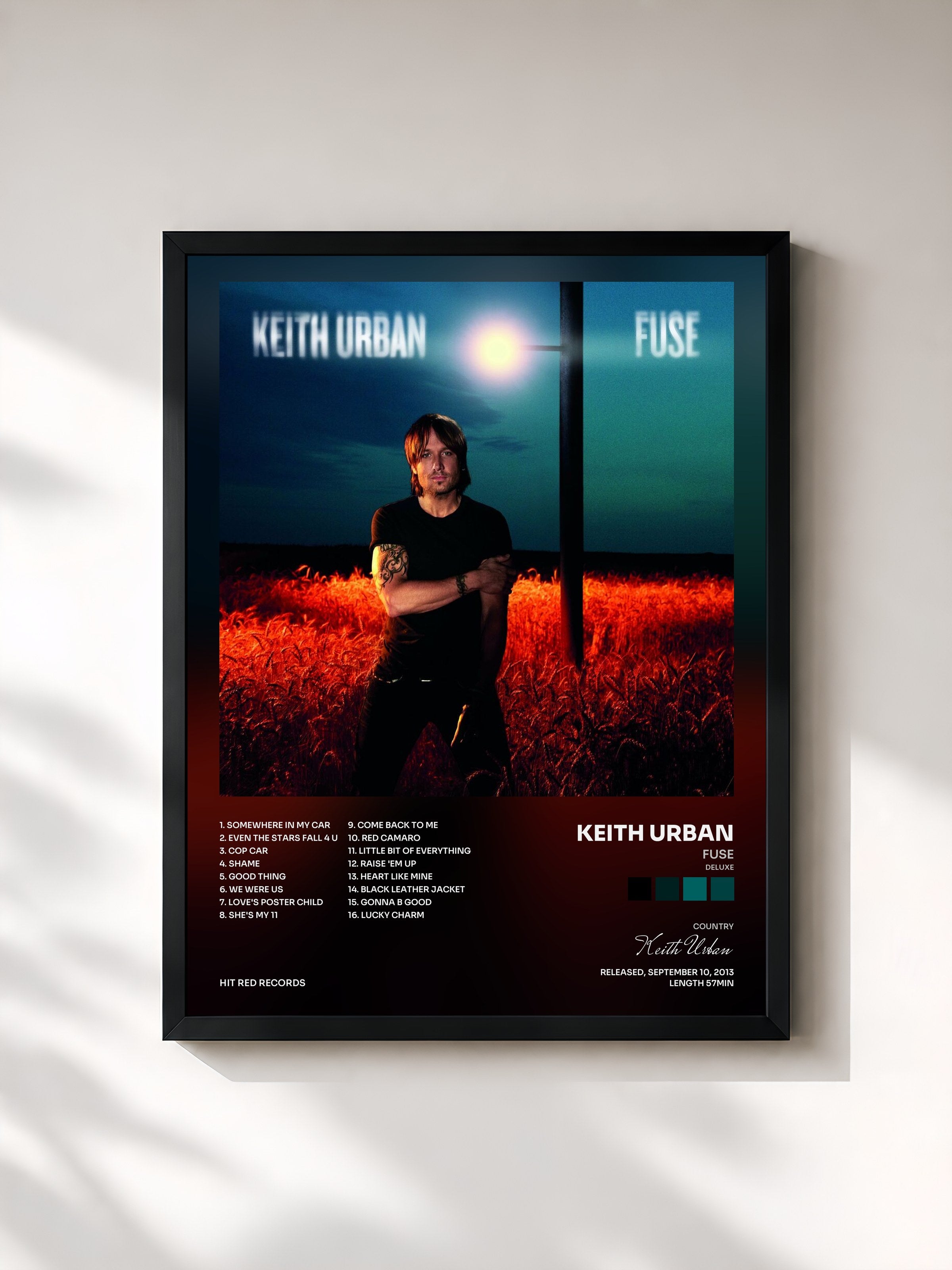 #noir Tableau de l'album Fuse (Deluxe) de Keith Urban, cadre noir, imprimé et encadré en France