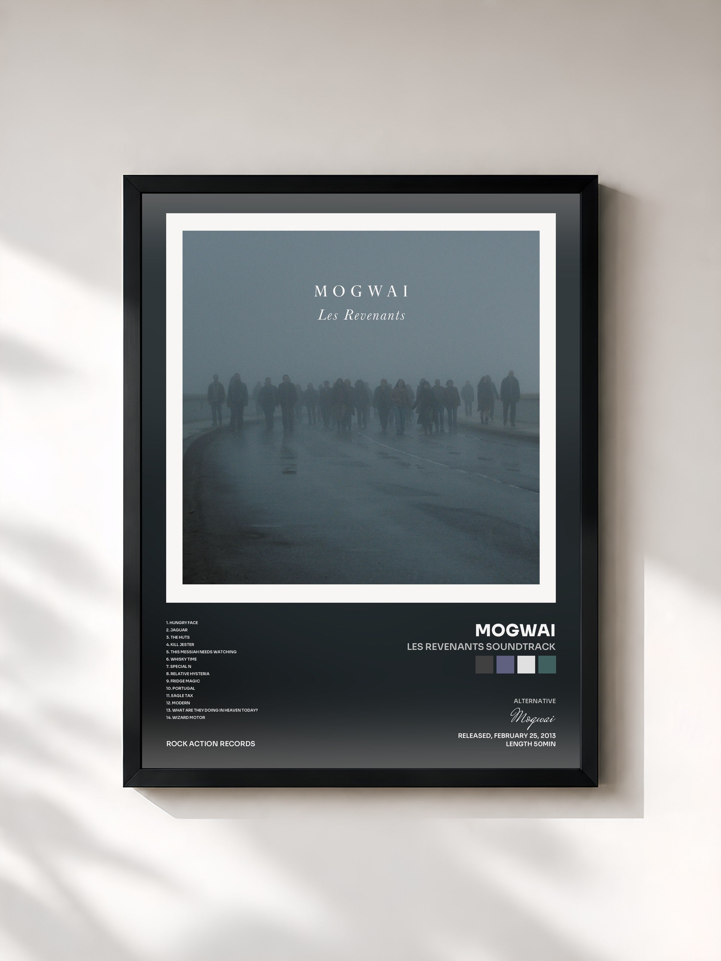 #noir Tableau de l'album Les Revenants Soundtrack de Mogwai, cadre noir, imprimé et encadré en France