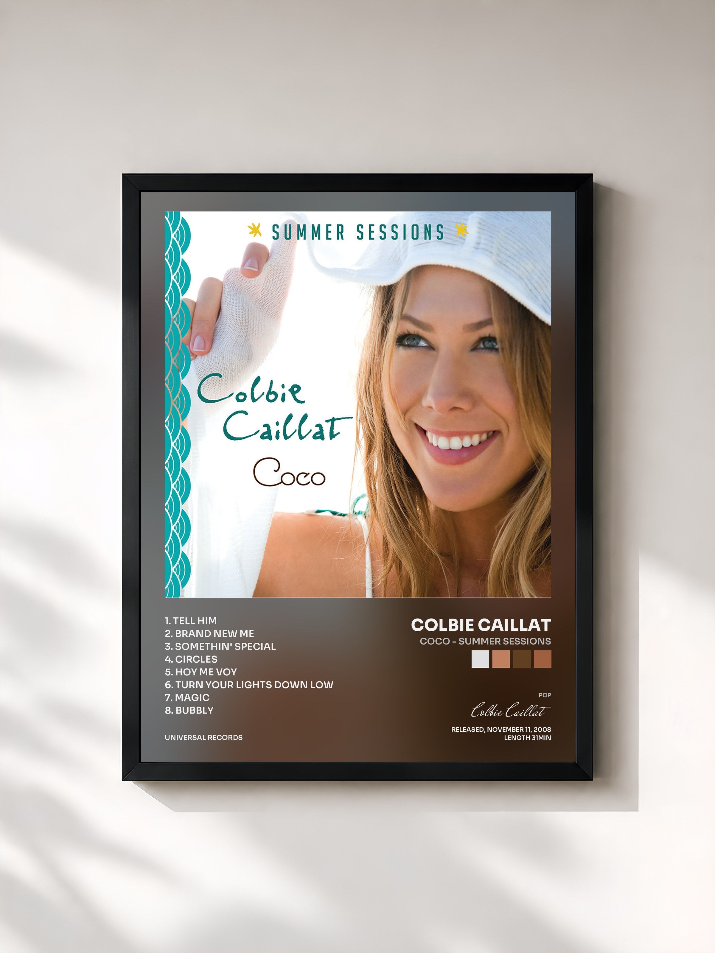 #noir Tableau de l'album Coco - Summer Sessions de Colbie Caillat, cadre noir, imprimé et encadré en France