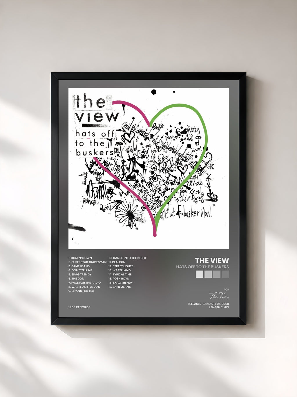 #noir Tableau de l'album Hats Off To The Buskers de The View, cadre noir, imprimé et encadré en France