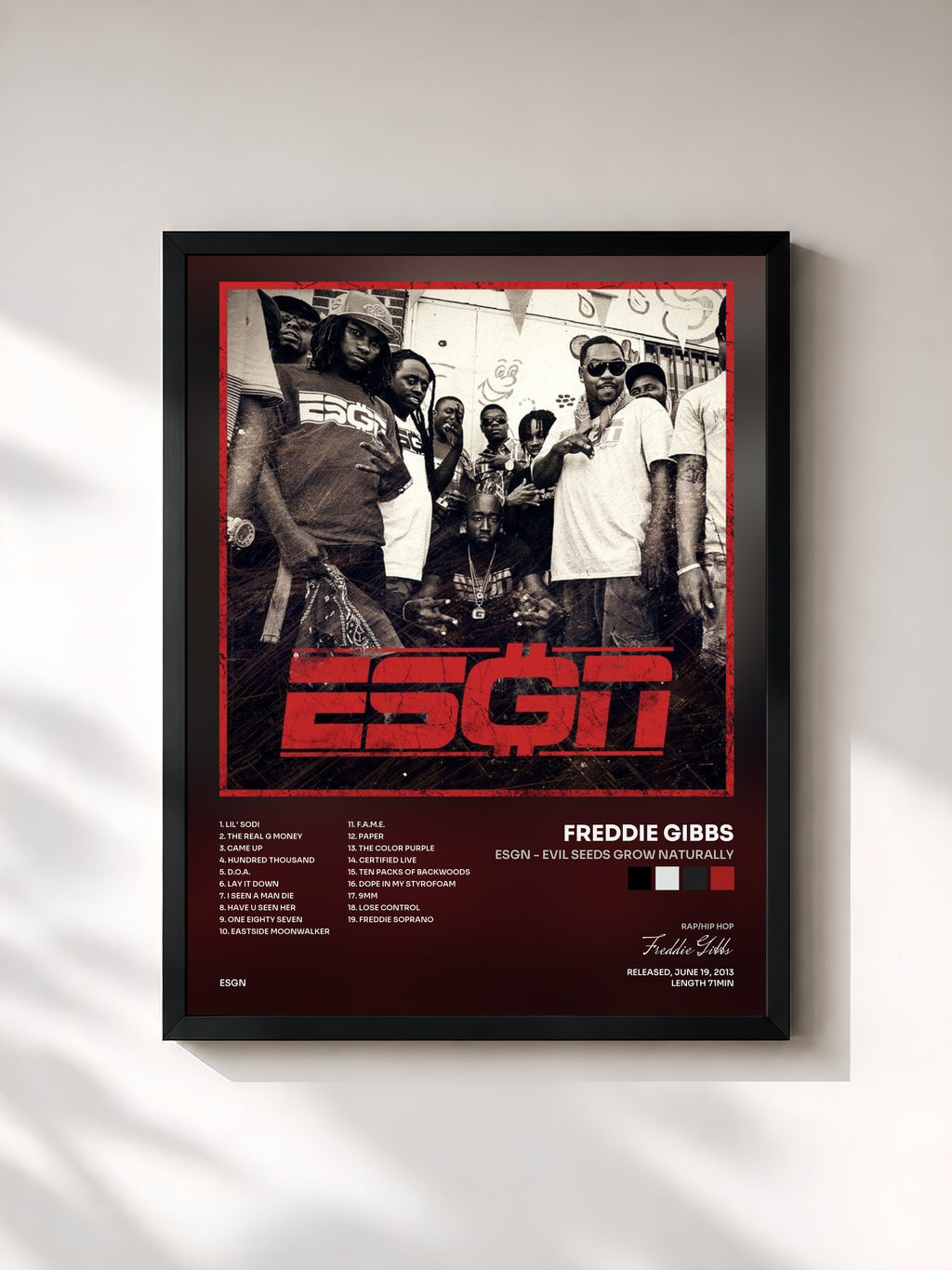 #noir ESGN - Evil Seeds Grow Naturally di Freddie Gibbs in stampa incorniciata, cornice nera, stampata e incorniciata in Francia