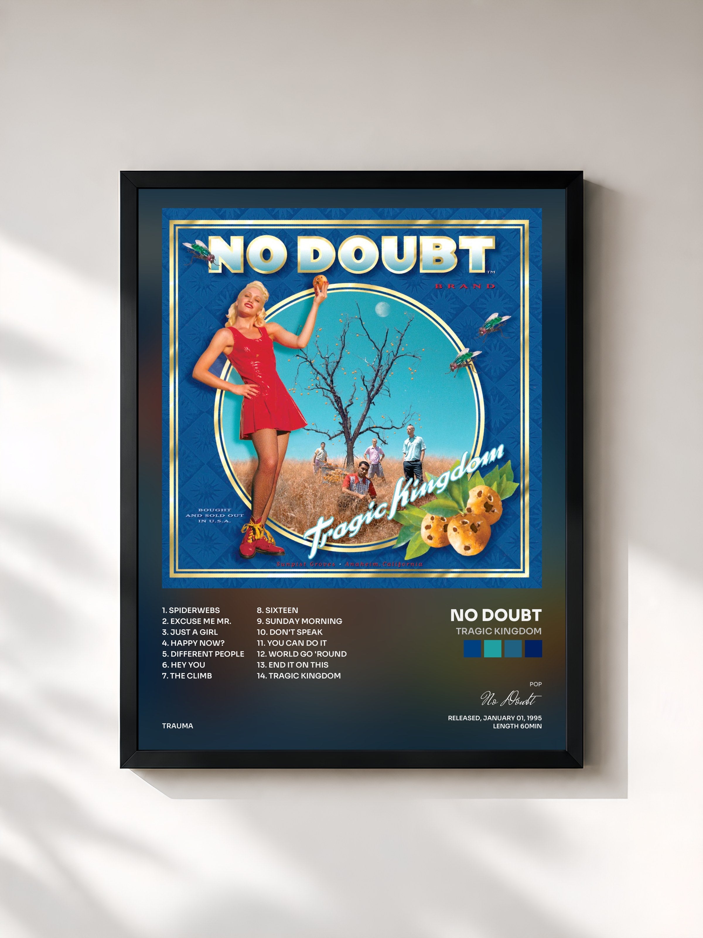 #noir Tableau de l'album Tragic Kingdom de No Doubt, cadre noir, imprimé et encadré en France