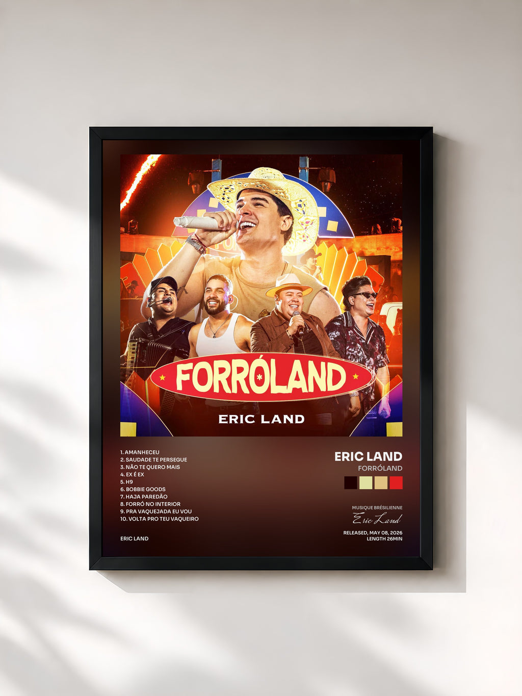 #noir Tableau de l'album ForróLand de Eric Land, cadre noir, imprimé et encadré en France