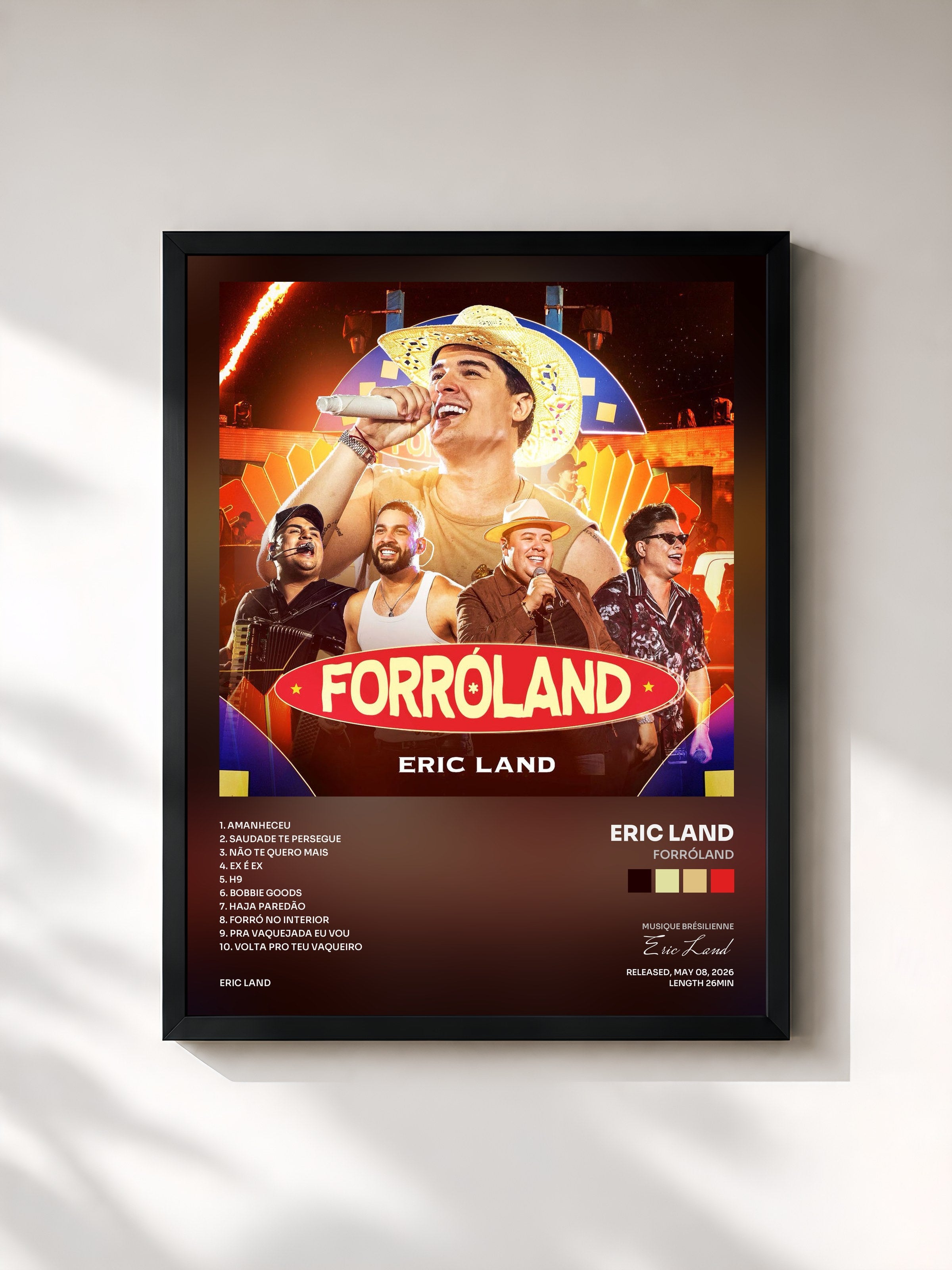 #noir Tableau de l'album ForróLand de Eric Land, cadre noir, imprimé et encadré en France