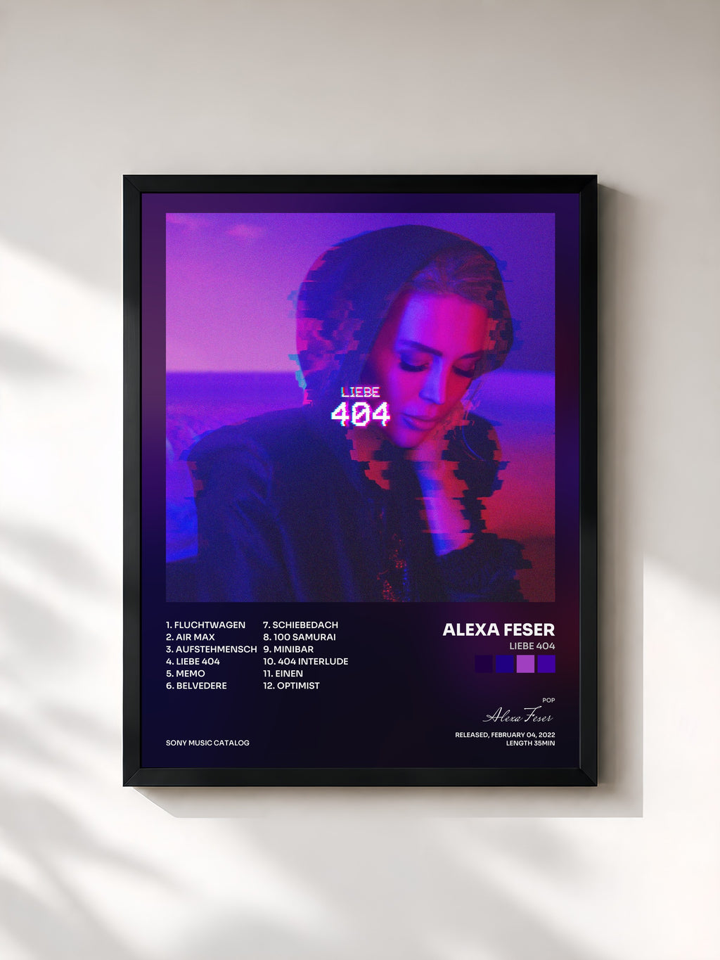 #noir Tableau de l'album Liebe 404 de Alexa Feser, cadre noir, imprimé et encadré en France