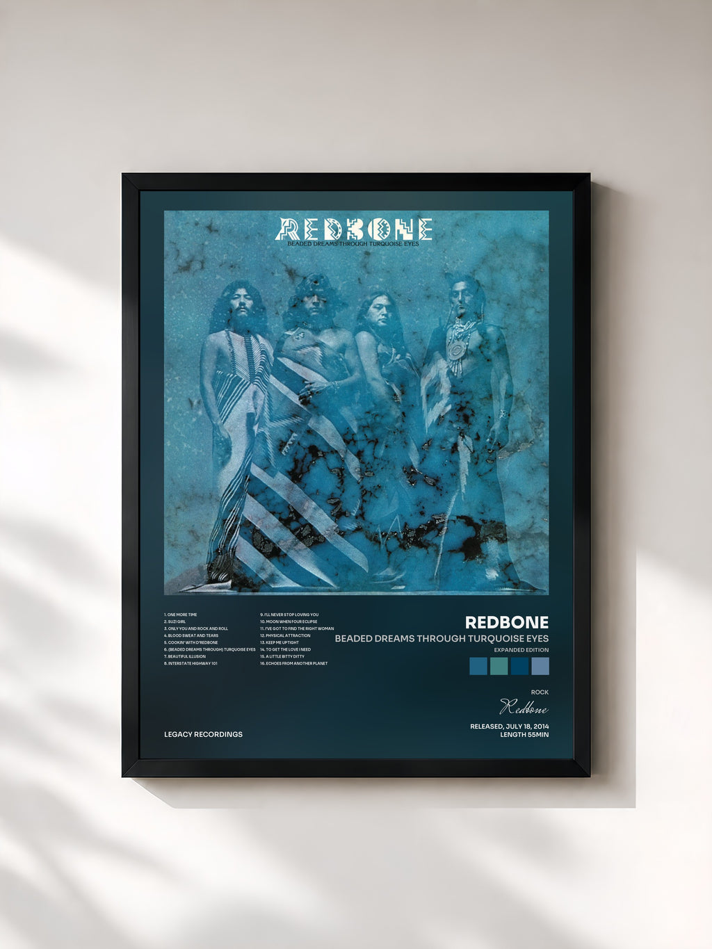 #noir Tableau de l'album Beaded Dreams Through Turquoise Eyes (Expanded Edition) de Redbone, cadre noir, imprimé et encadré en France