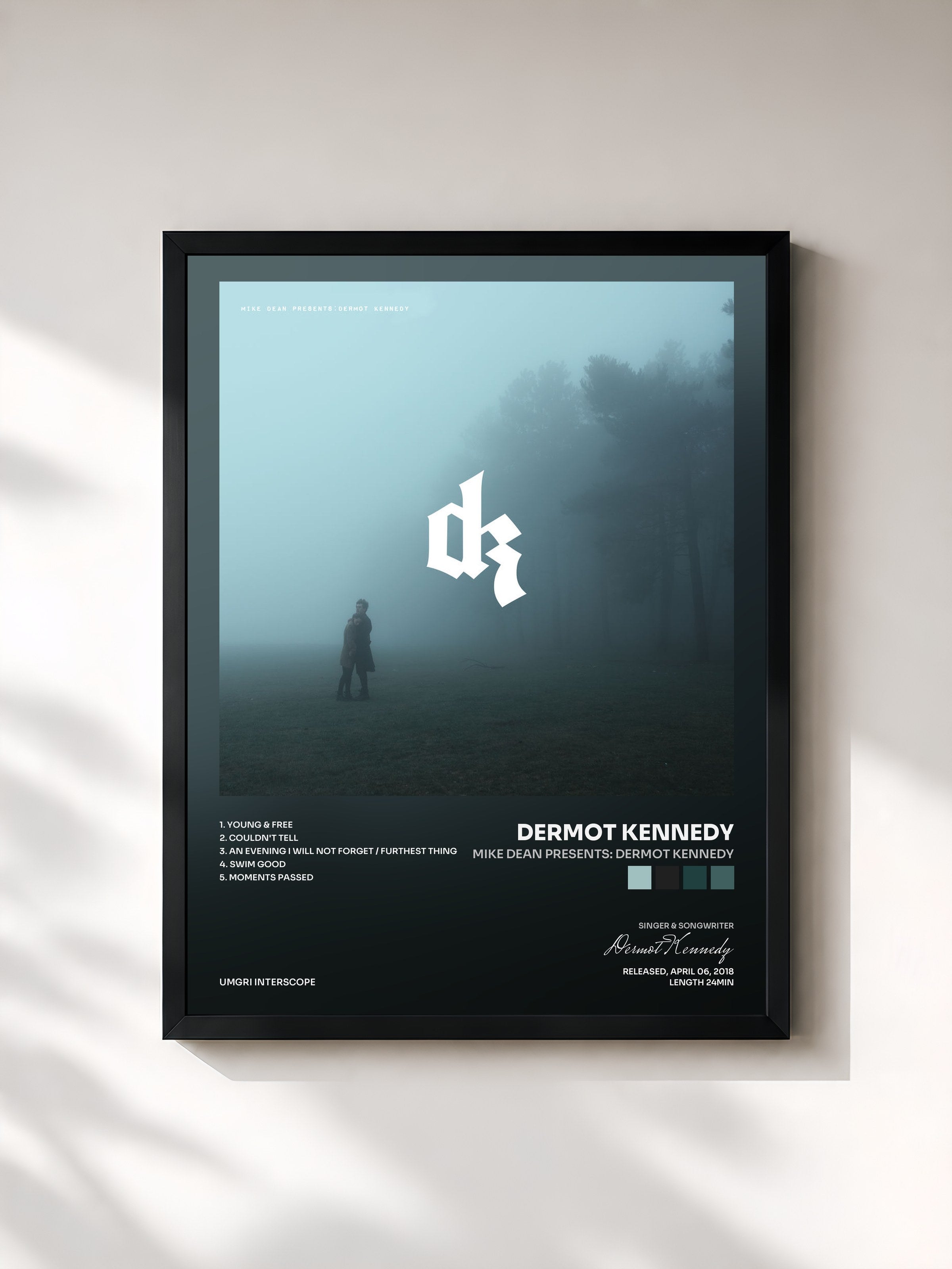 #noir Tableau de l'album Mike Dean Presents: Dermot Kennedy de Dermot Kennedy, cadre noir, imprimé et encadré en France