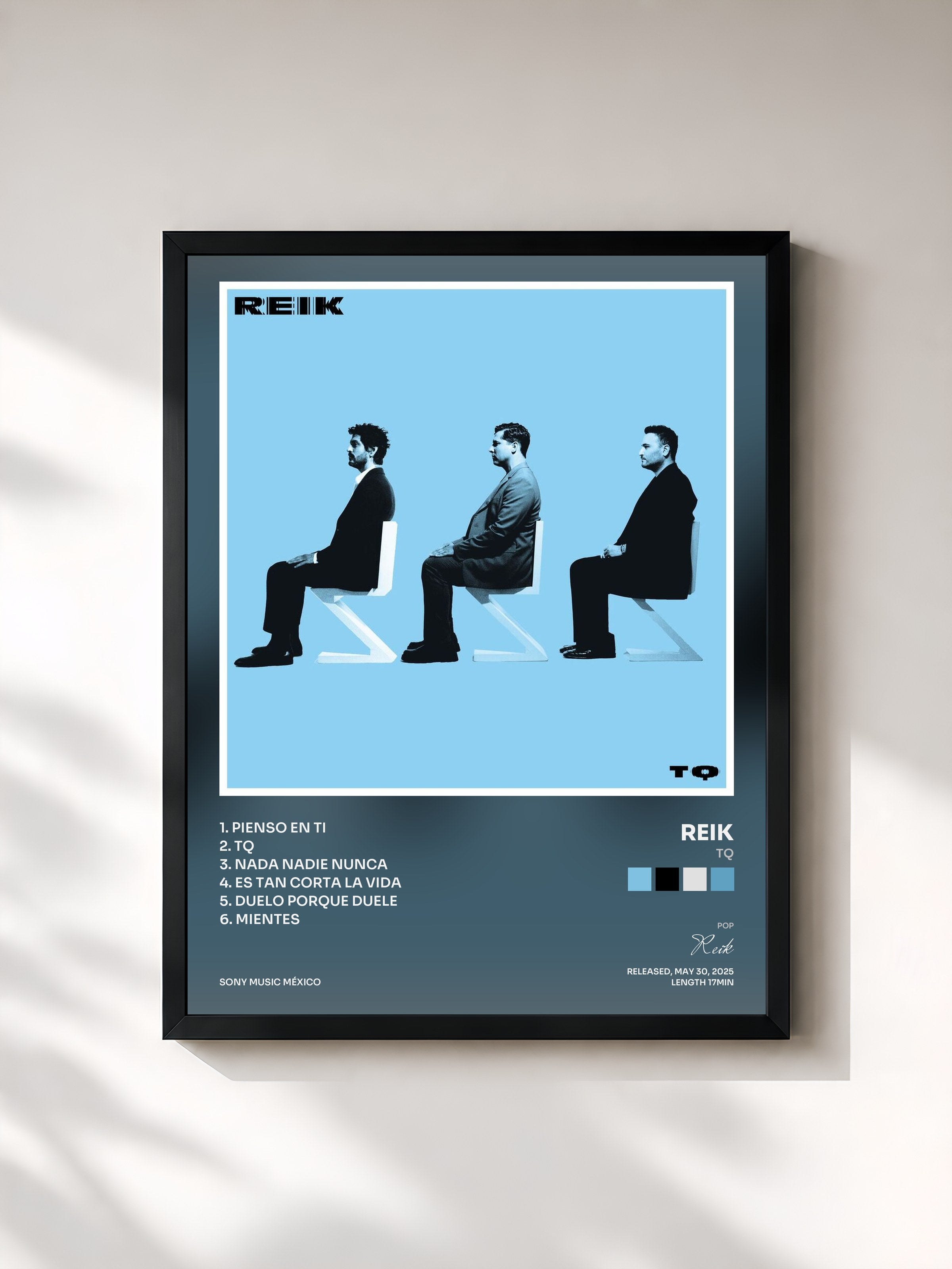 #noir Tableau de l'album TQ de Reik, cadre noir, imprimé et encadré en France