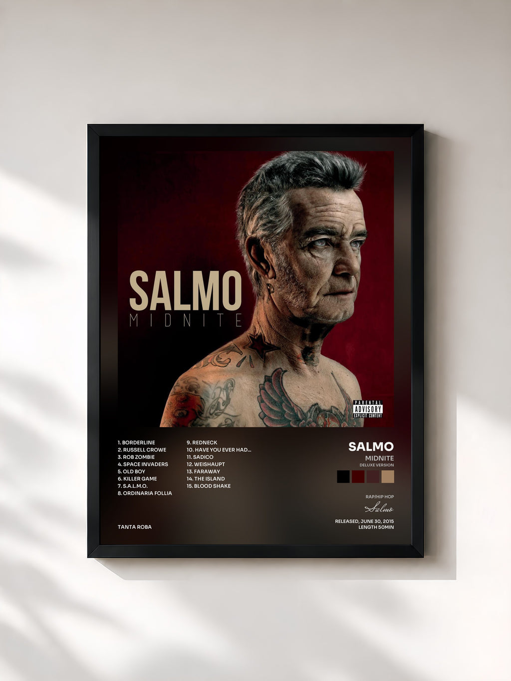 #noir Tableau de l'album Midnite (Deluxe Version) de Salmo, cadre noir, imprimé et encadré en France