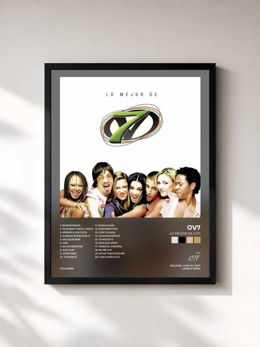 #noir Tableau de l'album Lo Mejor De OV7 de OV7, cadre noir, imprimé et encadré en France