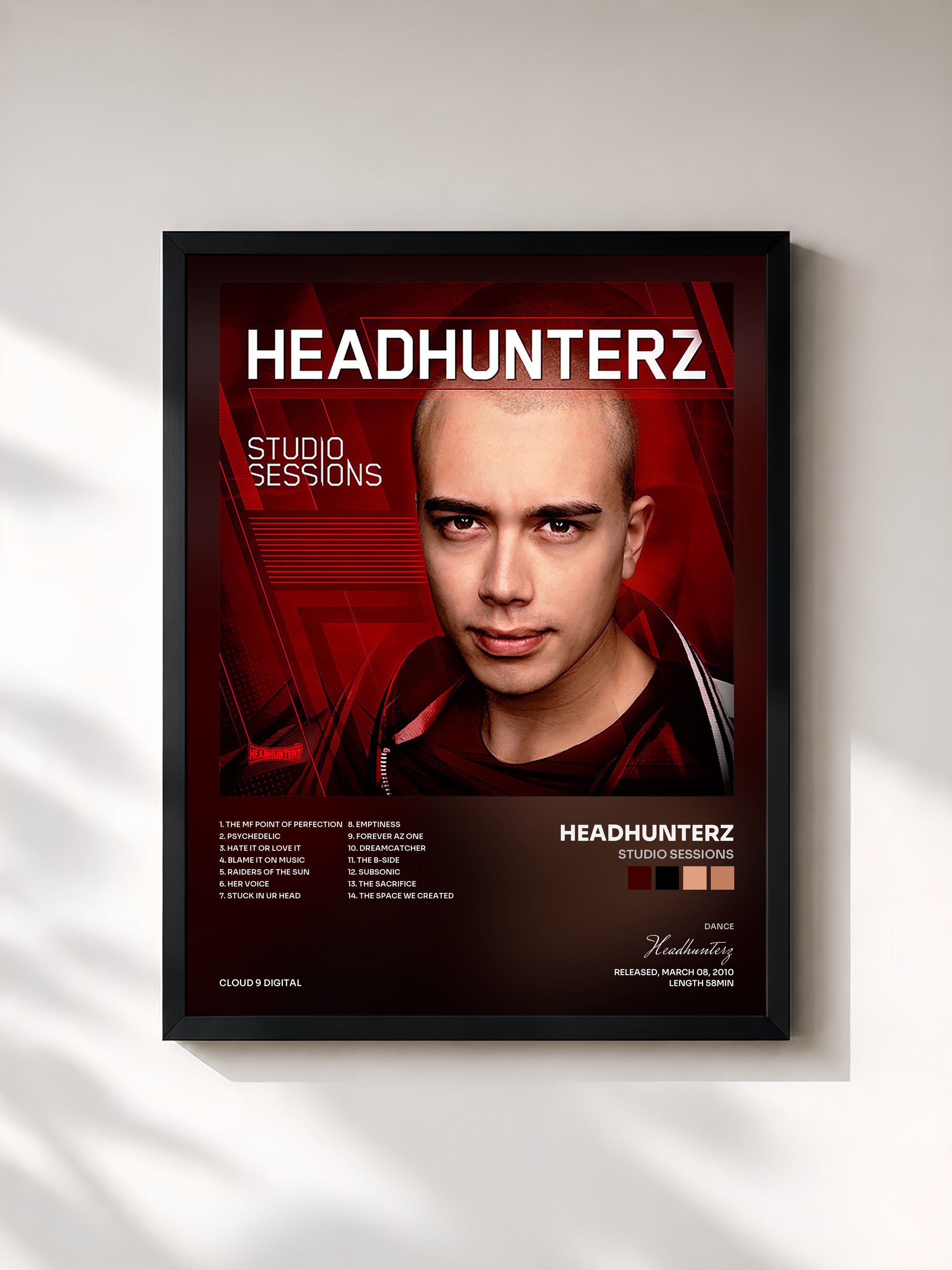 #noir Tableau de l'album Studio Sessions de Headhunterz, cadre noir, imprimé et encadré en France