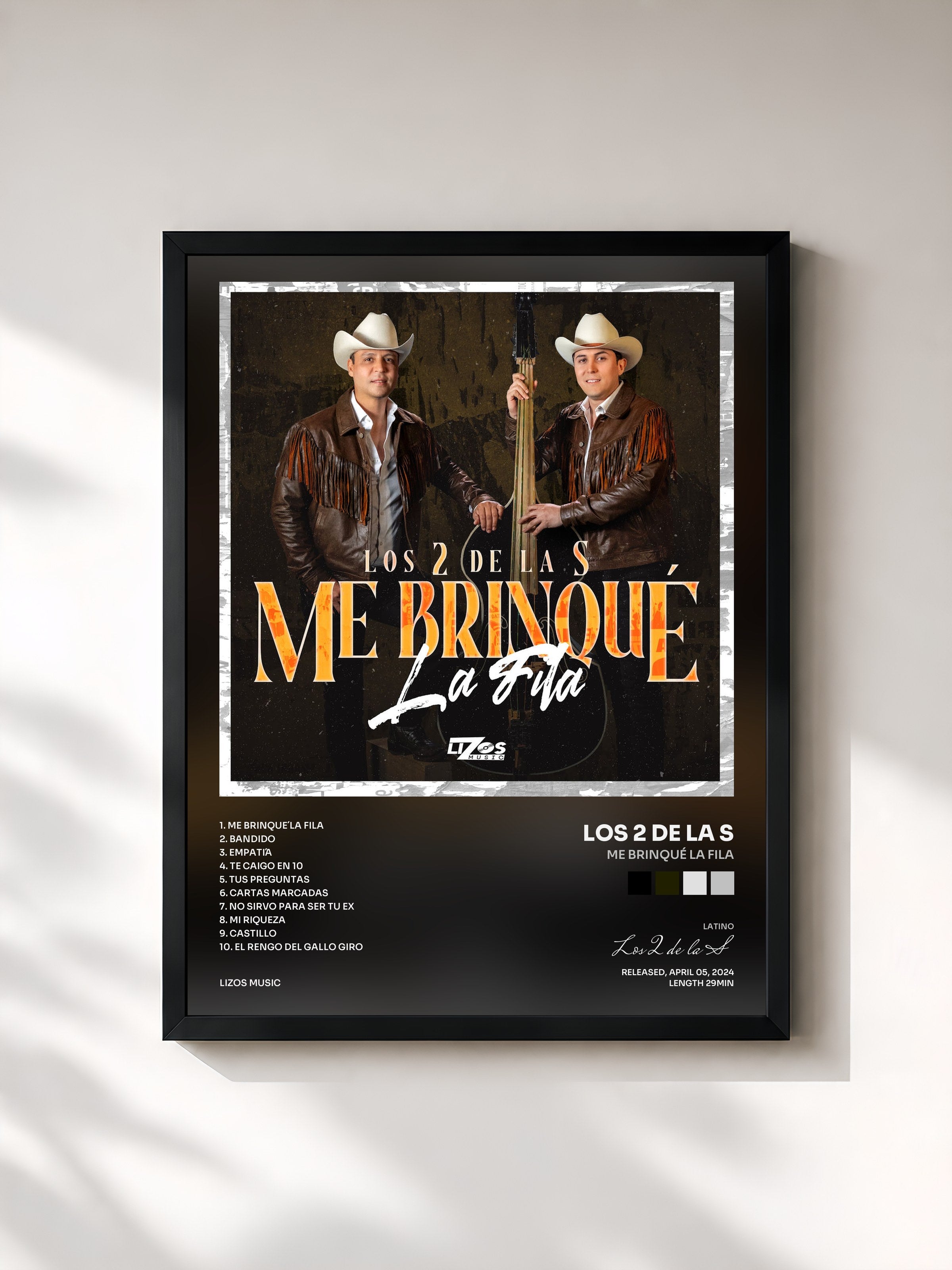 #noir Tableau de l'album Me Brinqué La Fila de Los 2 de la S, cadre noir, imprimé et encadré en France
