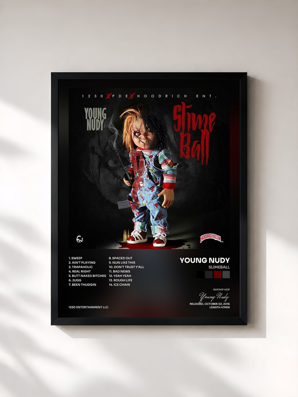 #noir Tableau de l'album Slimeball de Young Nudy, cadre noir, imprimé et encadré en France