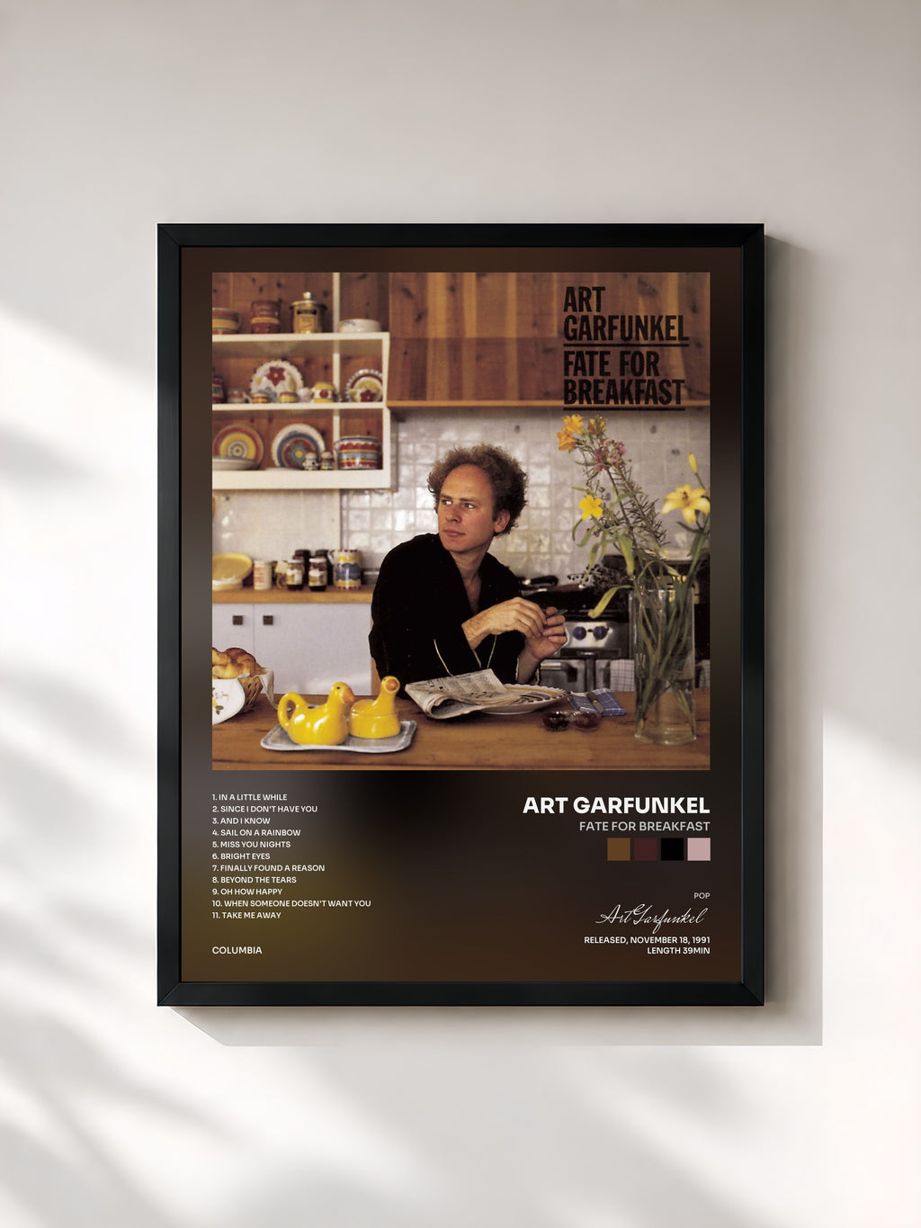 #noir Tableau de l'album FATE FOR BREAKFAST de Art Garfunkel, cadre noir, imprimé et encadré en France