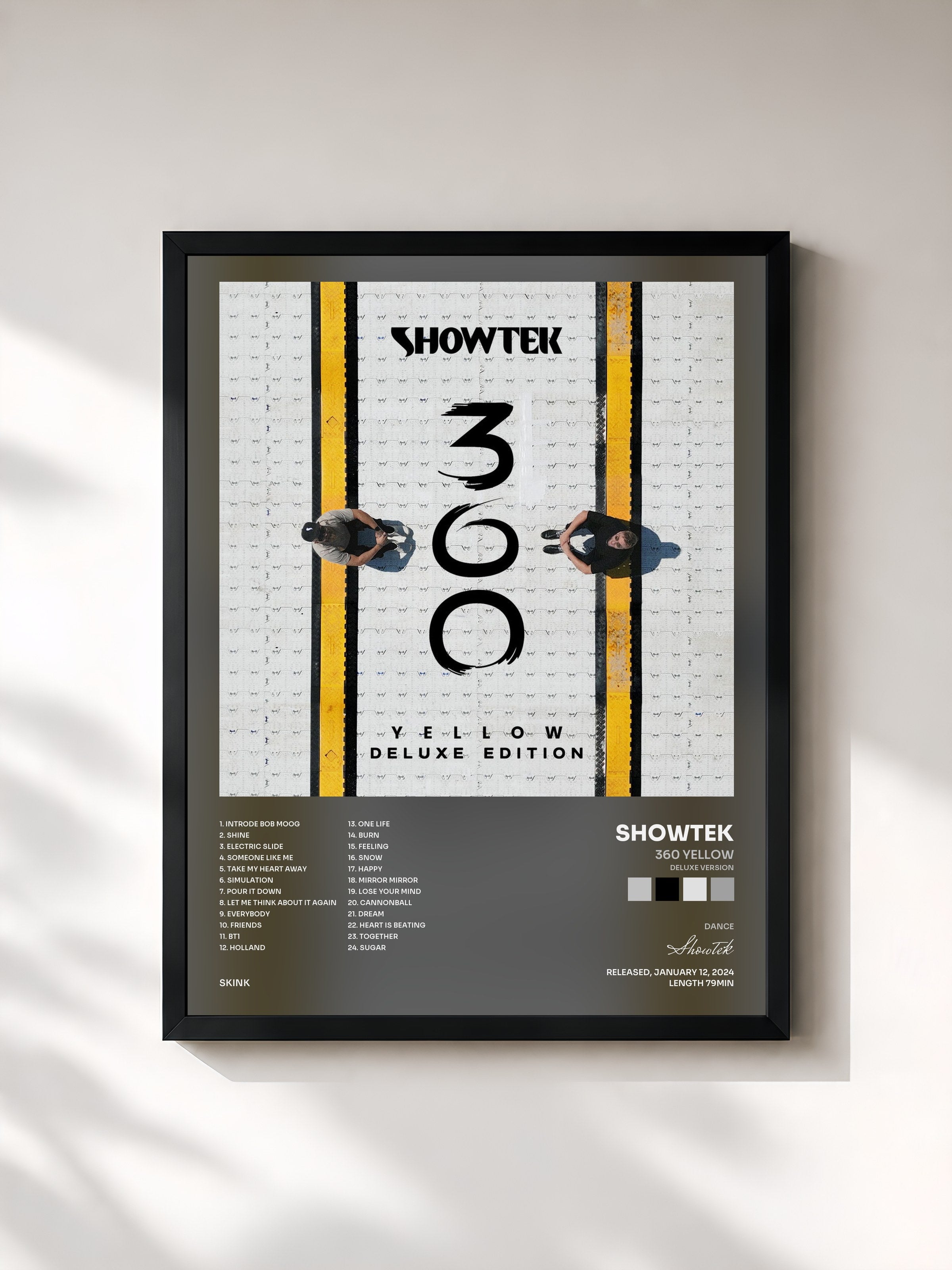 #noir Tableau de l'album 360 Yellow (Deluxe Version) de Showtek, cadre noir, imprimé et encadré en France