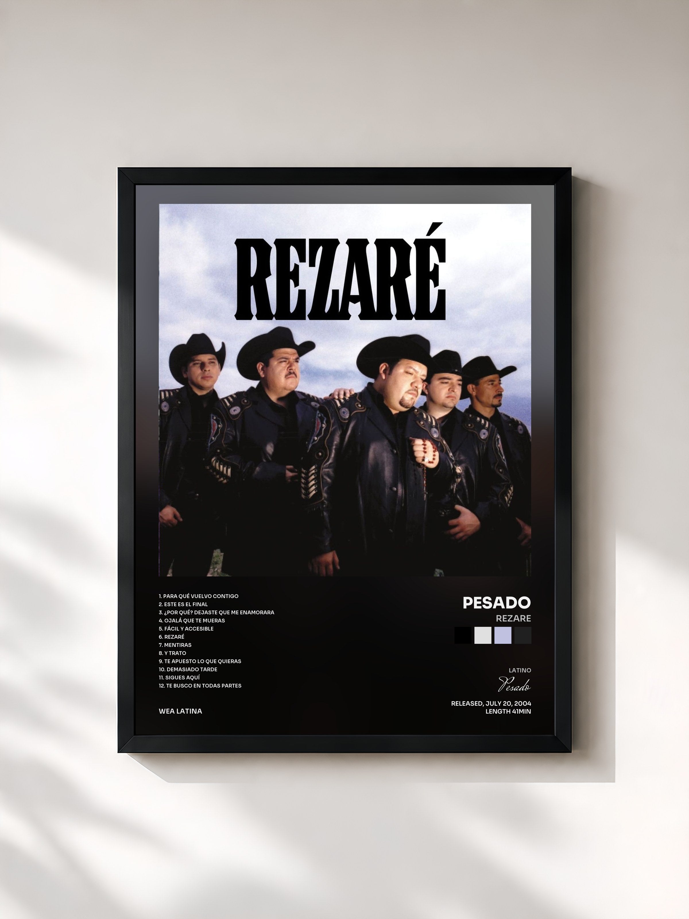 #noir Tableau de l'album Rezare de Pesado, cadre noir, imprimé et encadré en France