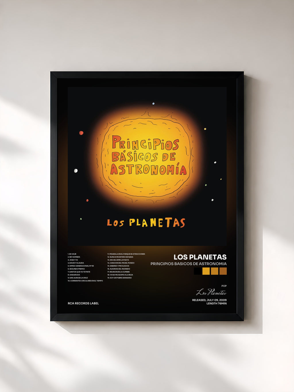 #noir Tableau de l'album Principios Basicos De Astronomia de Los Planetas, cadre noir, imprimé et encadré en France