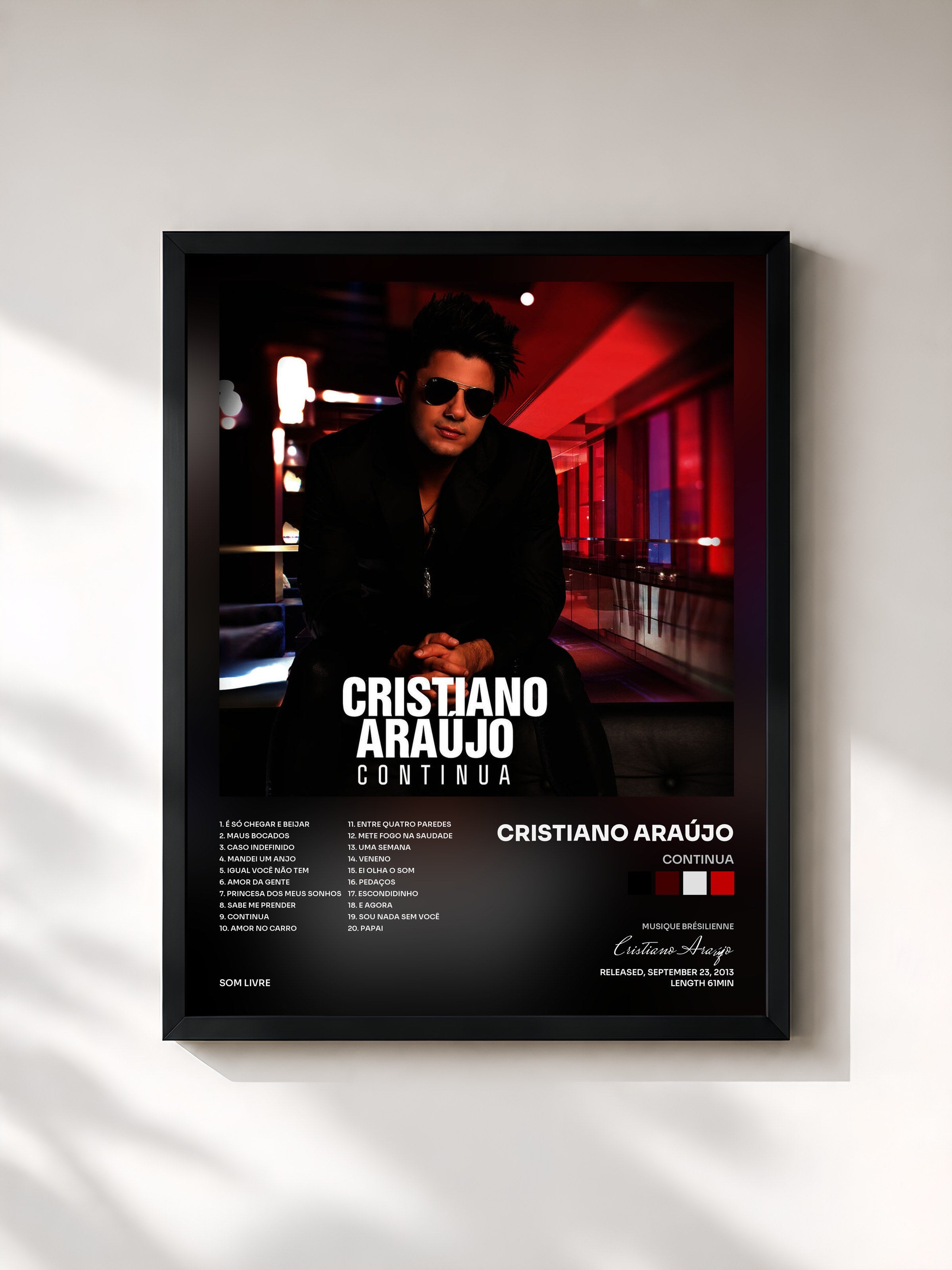 #noir Tableau de l'album Continua de Cristiano Araújo, cadre noir, imprimé et encadré en France