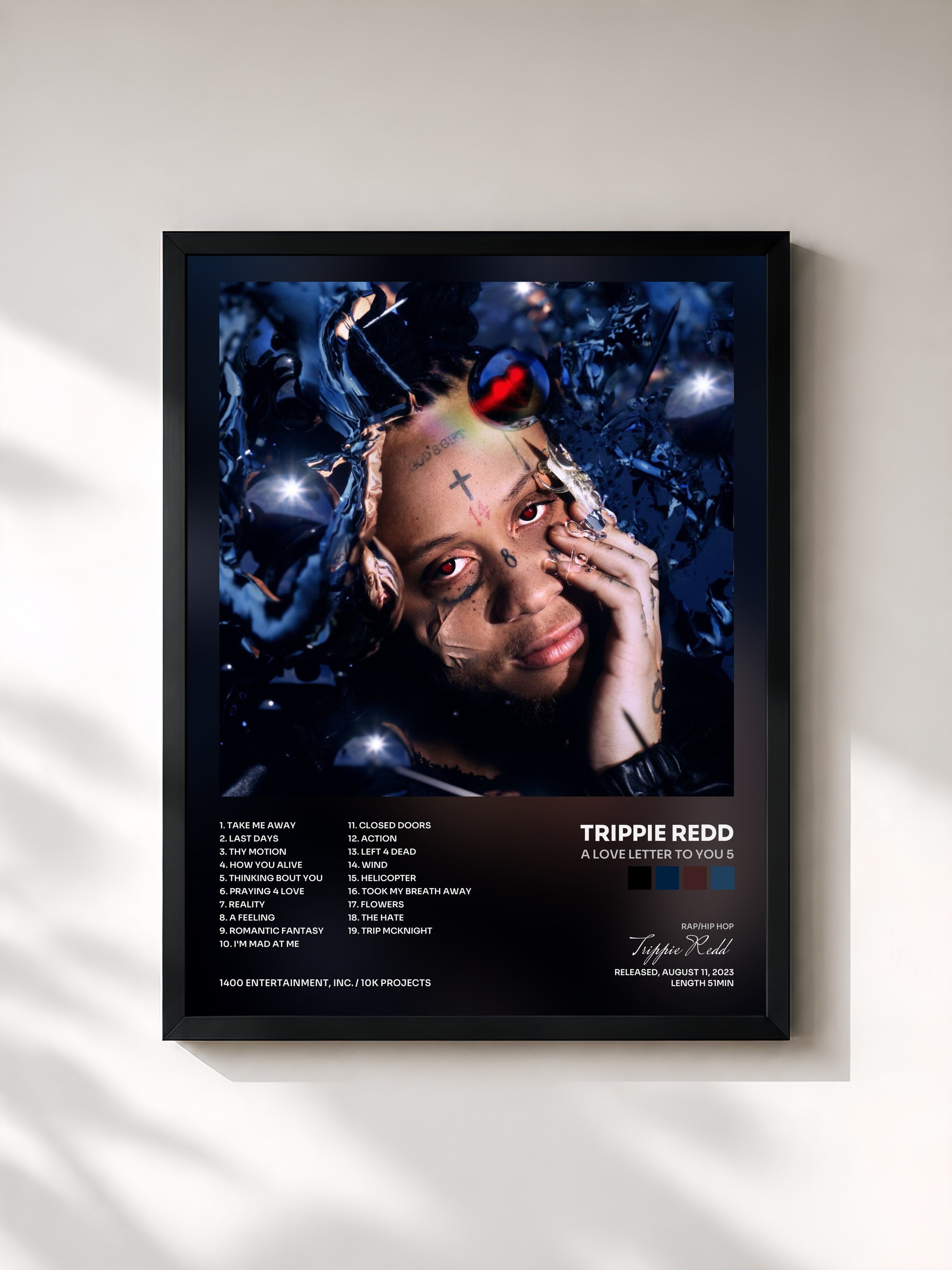 #noir Tableau de l'album A Love Letter To You 5 de Trippie Redd, cadre noir, imprimé et encadré en France