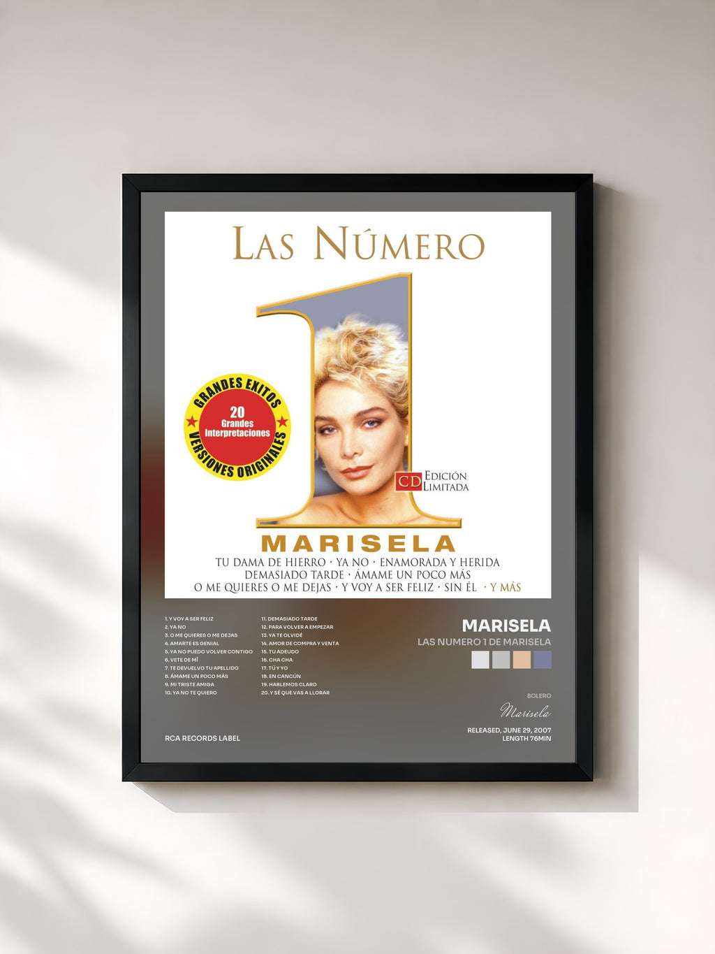 #noir Tableau de l'album Las Numero 1 De Marisela de Marisela, cadre noir, imprimé et encadré en France