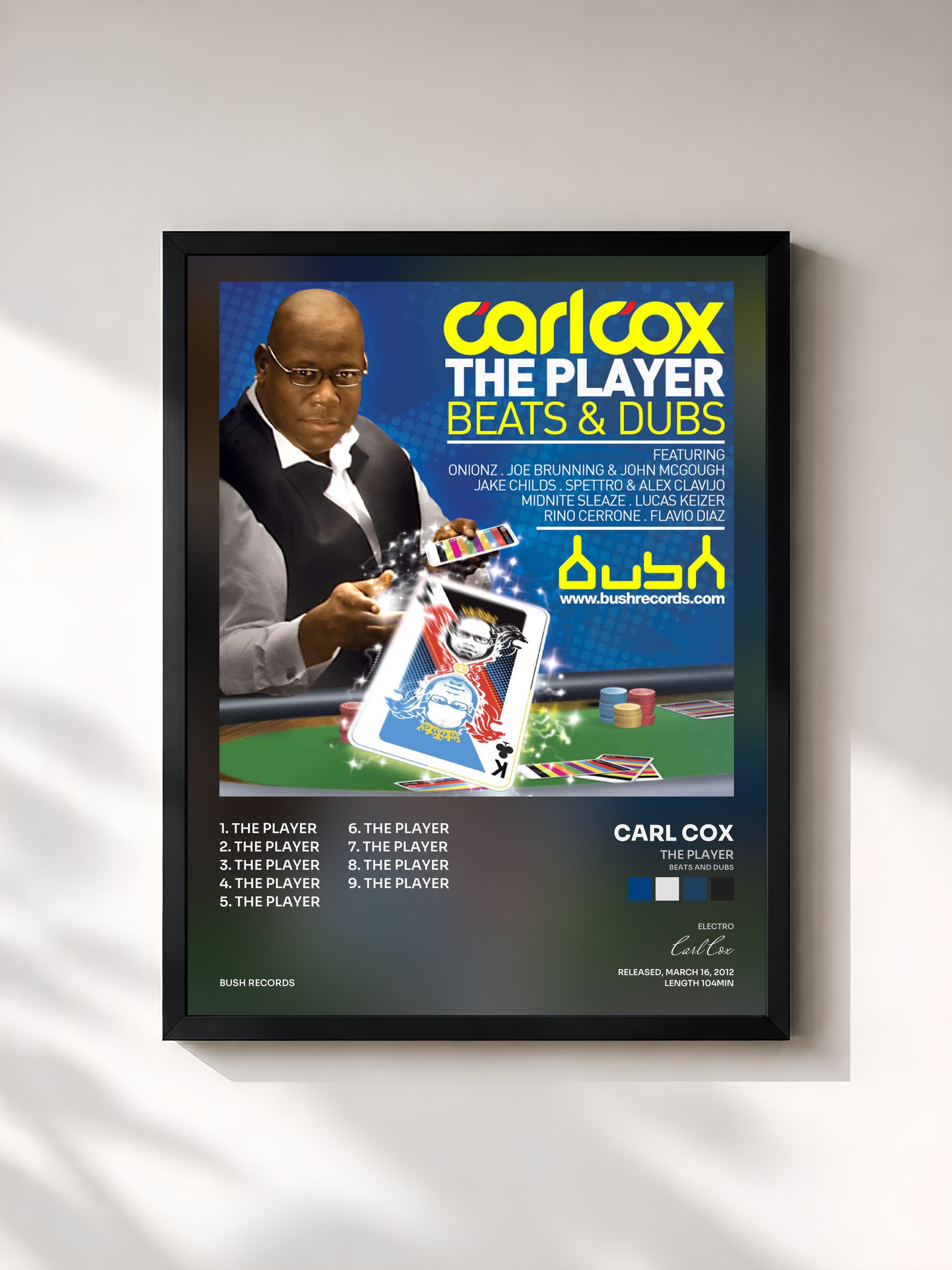 #noir Tableau de l'album The Player (Beats and Dubs) [Remixes] de Carl Cox, cadre noir, imprimé et encadré en France