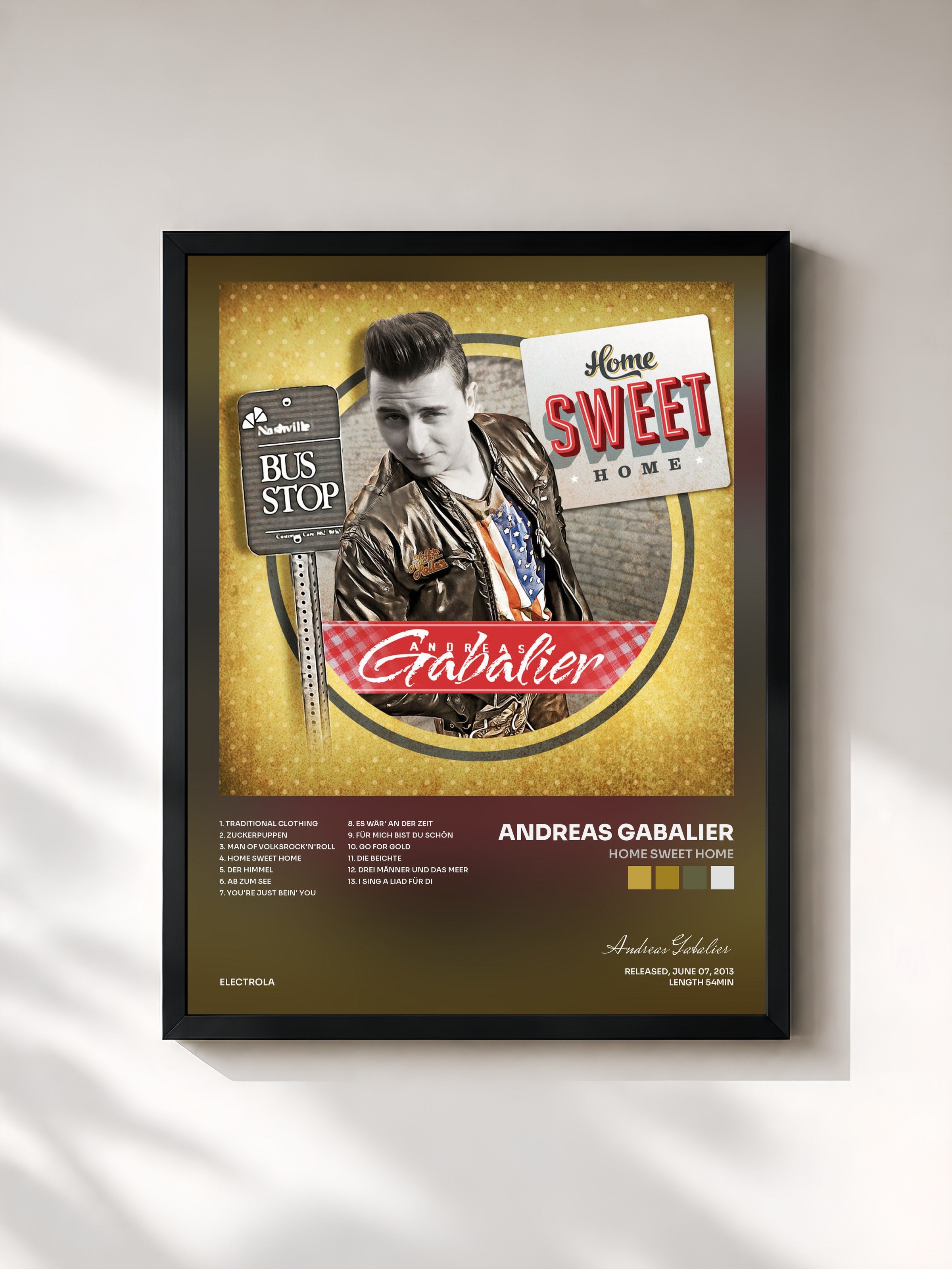#noir Tableau de l'album Home Sweet Home de Andreas Gabalier, cadre noir, imprimé et encadré en France
