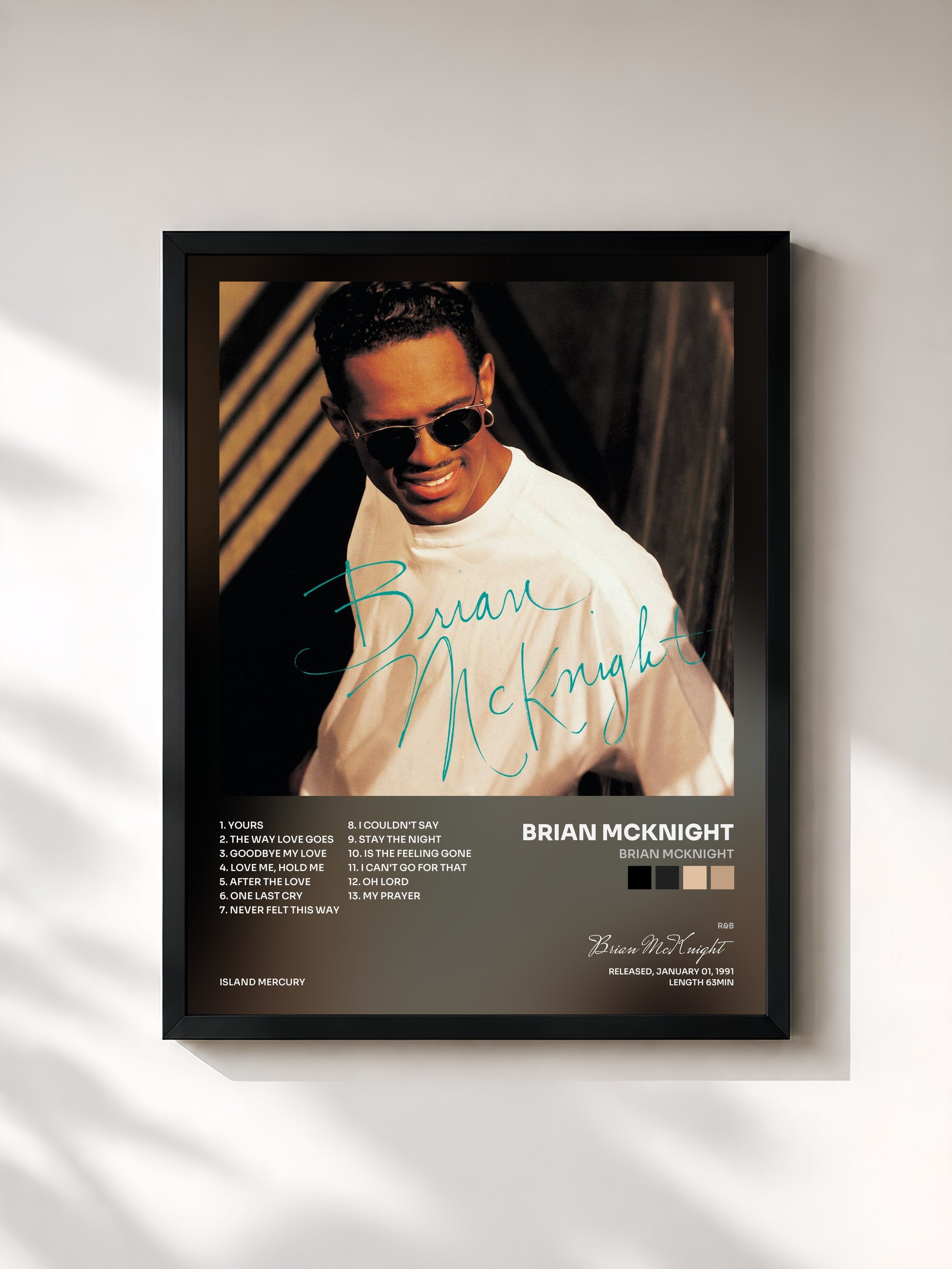 #noir Tableau de l'album Brian McKnight de Brian McKnight, cadre noir, imprimé et encadré en France